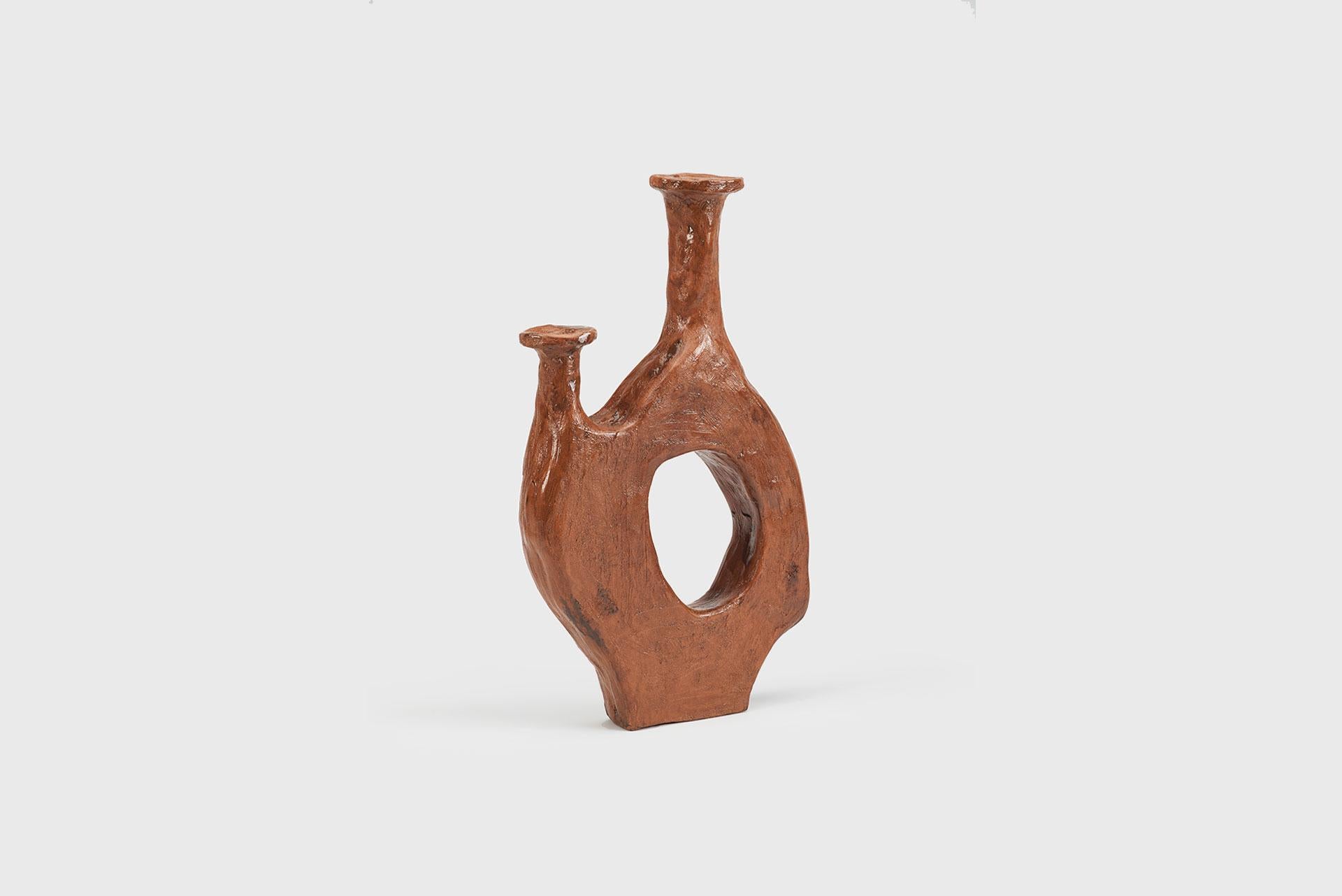 Willem Van Hooff Contemporay Brown Ceramic Vase Model “Uble” Earthenware, Glazed In New Condition In Barcelona, ES