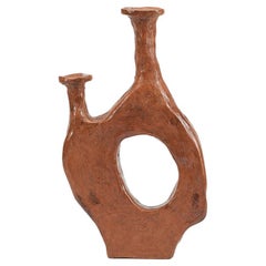 Willem Van Hooff Contemporay Brown Ceramic Vase Model “Uble” Earthenware, Glazed