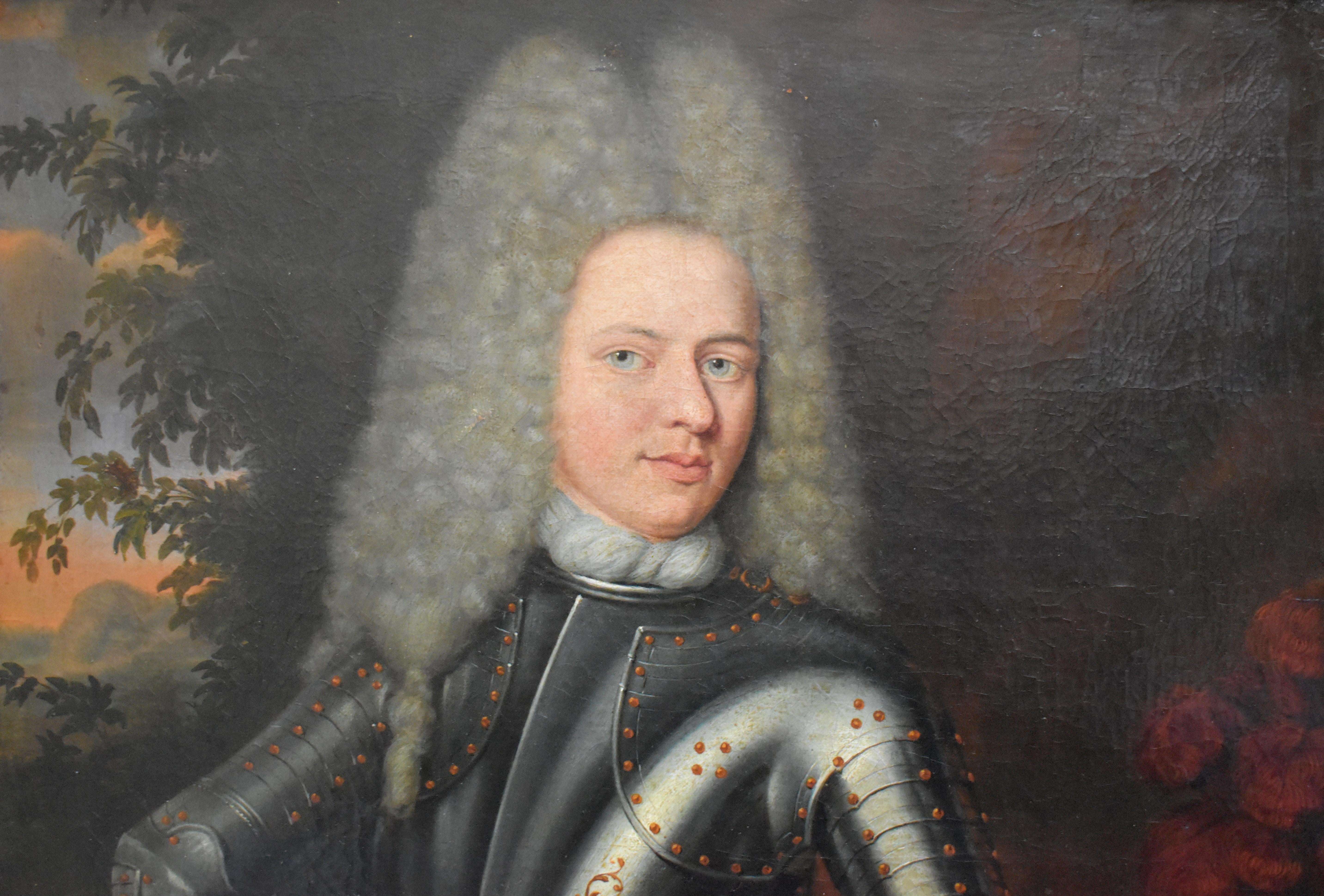 Willem van Kessel (c.1691–1727) – Portrait of Bewigged Gentleman in Armour, 1713 For Sale 4