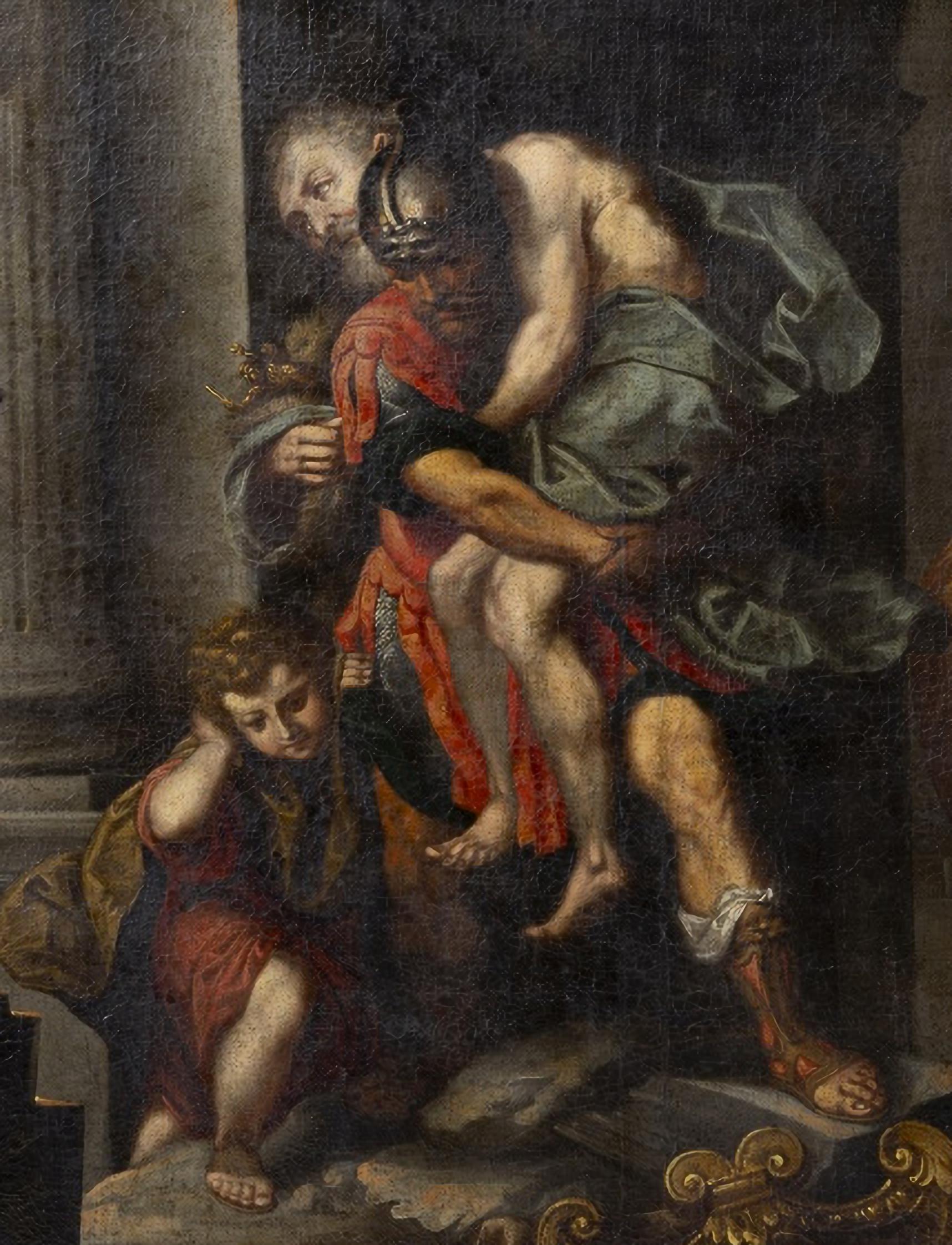 Néerlandais WILLEM VAN MIERIS (1662-1747) « Les Égyptes s'ébattent du Troy brûlant » de Federico Barocci en vente