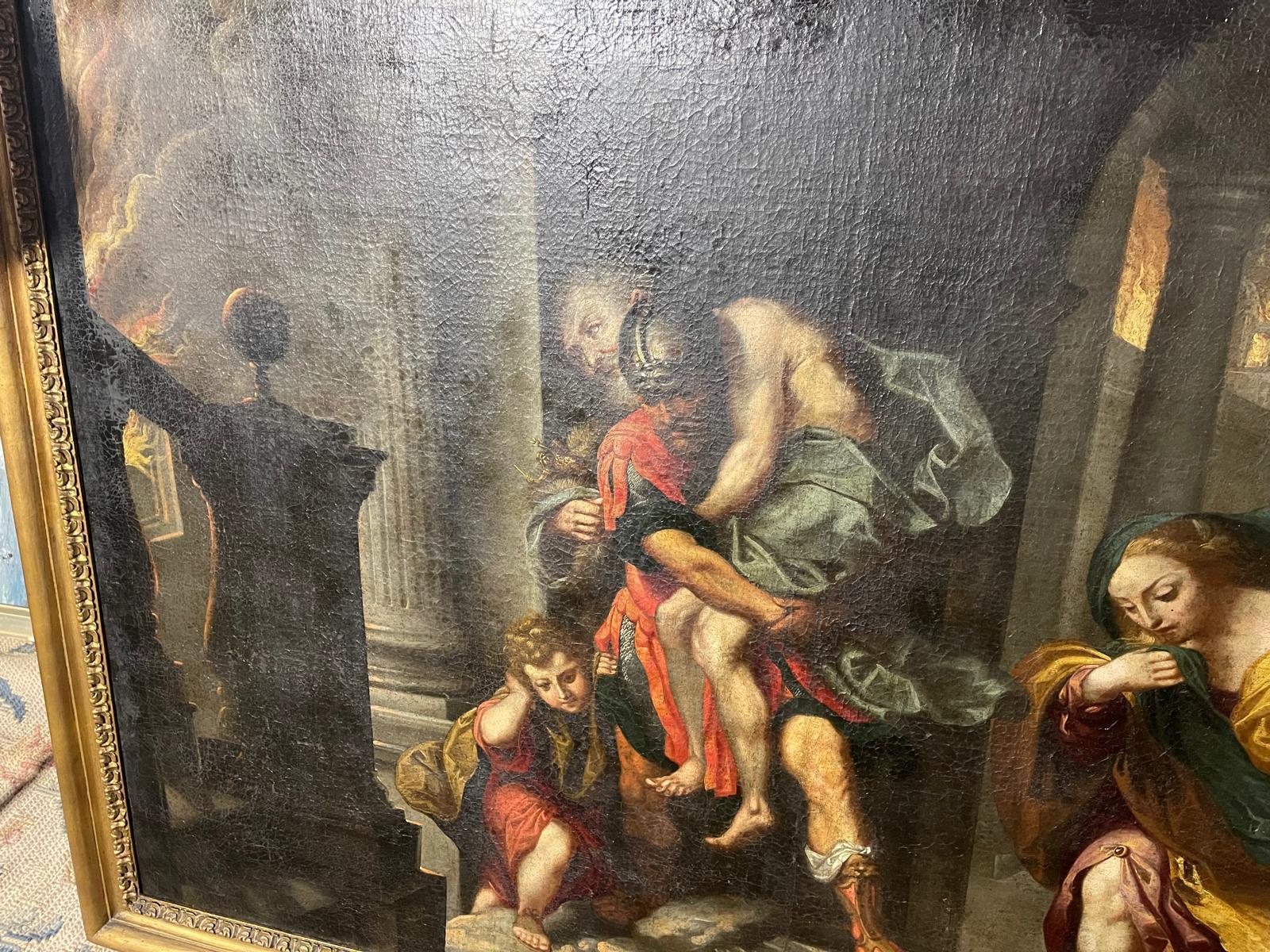 WILLEM VAN MIERIS (1662-1747) „Aeneas flücht aus dem brennenden Troy“ von Federico Barocci (Farbe) im Angebot
