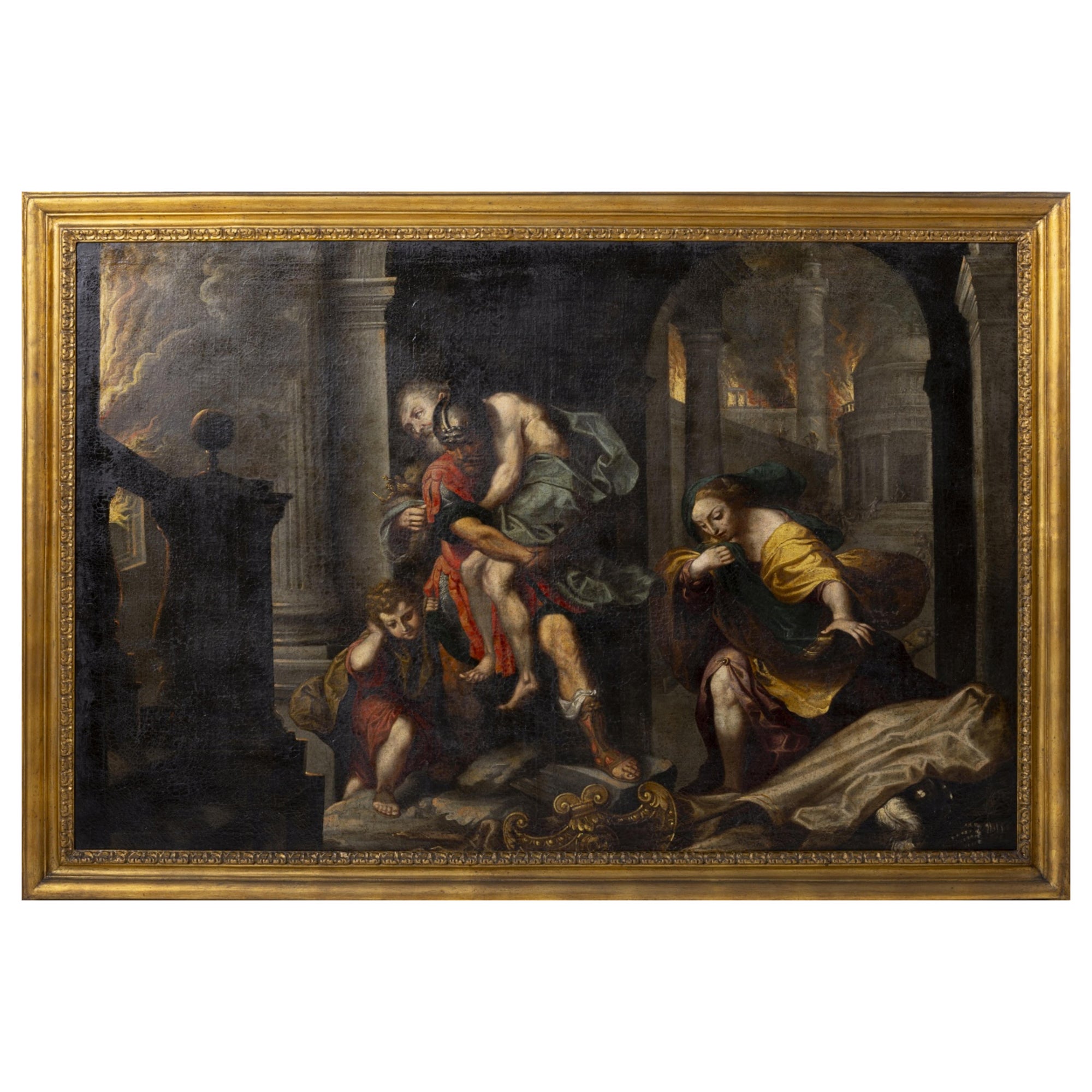 WILLEM VAN MIERIS (1662-1747) « Les Égyptes s'ébattent du Troy brûlant » de Federico Barocci