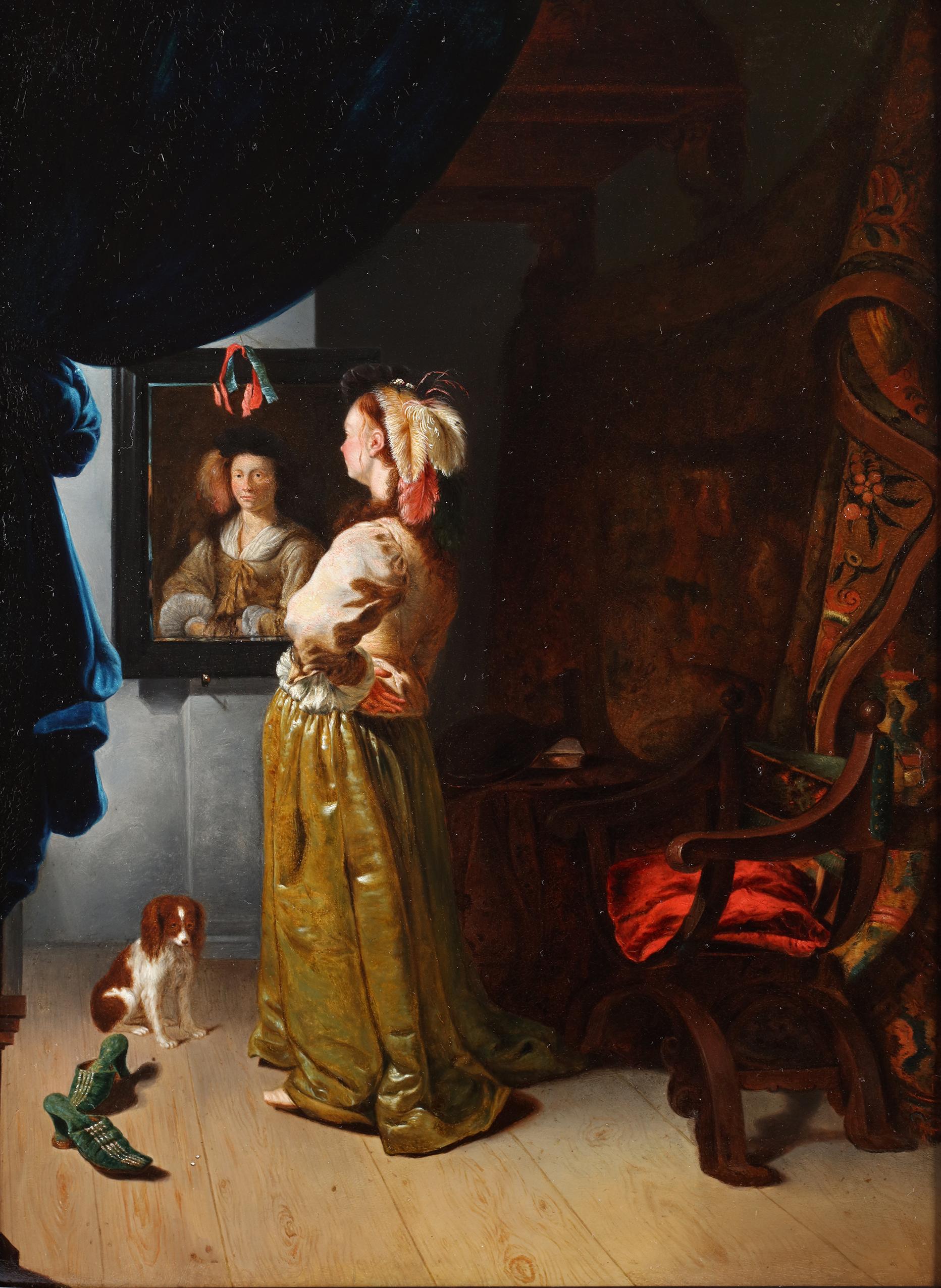 Willem Van Mieris Interior Painting - Portrait of an elegant lady - Attr. to Willem van Mieris (1662-1747)