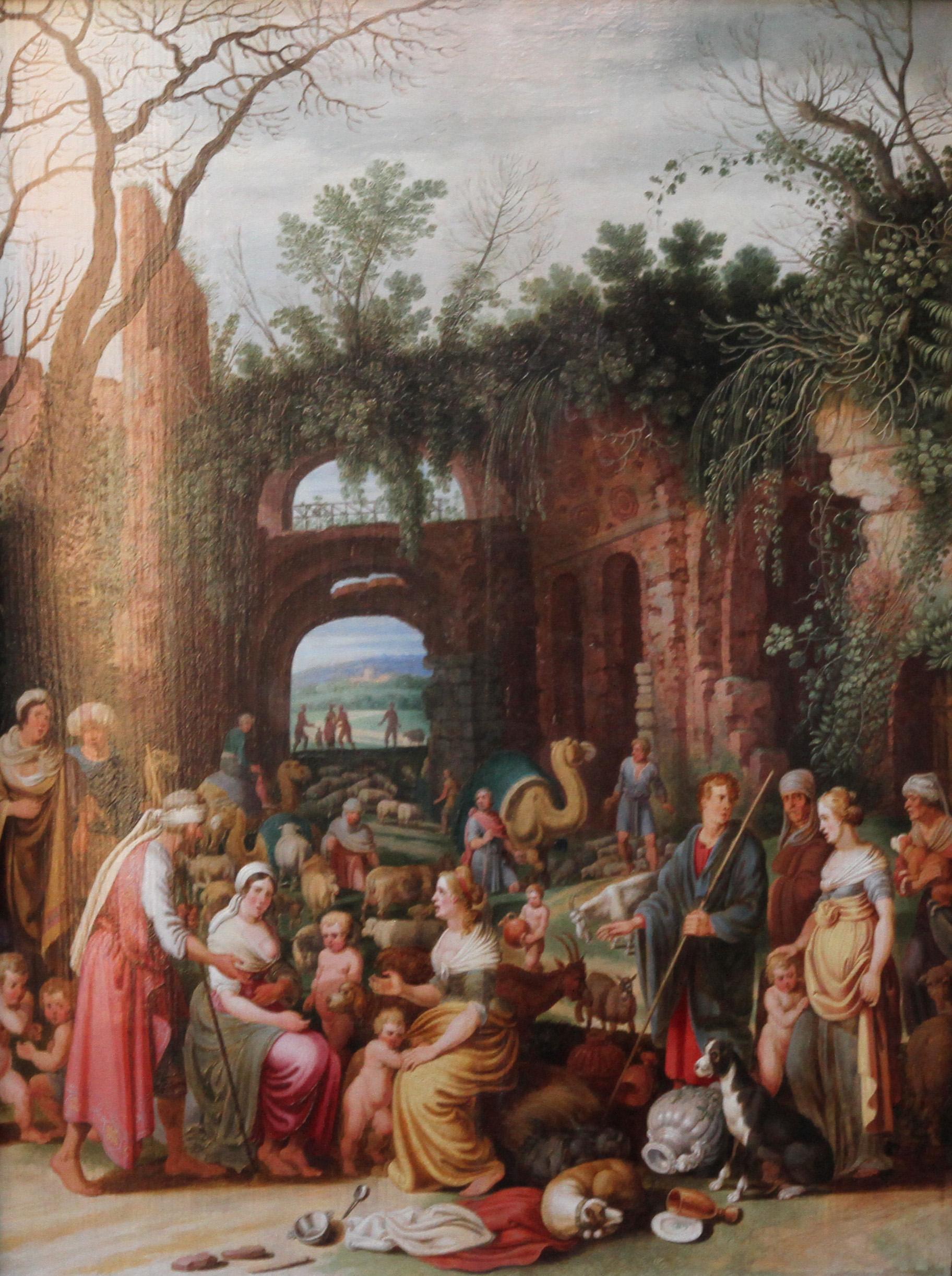 Laban demanding the Return of the Teraphim from Rachel – niederländische Kunst altem Meister – Painting von Willem van Nieulandt II