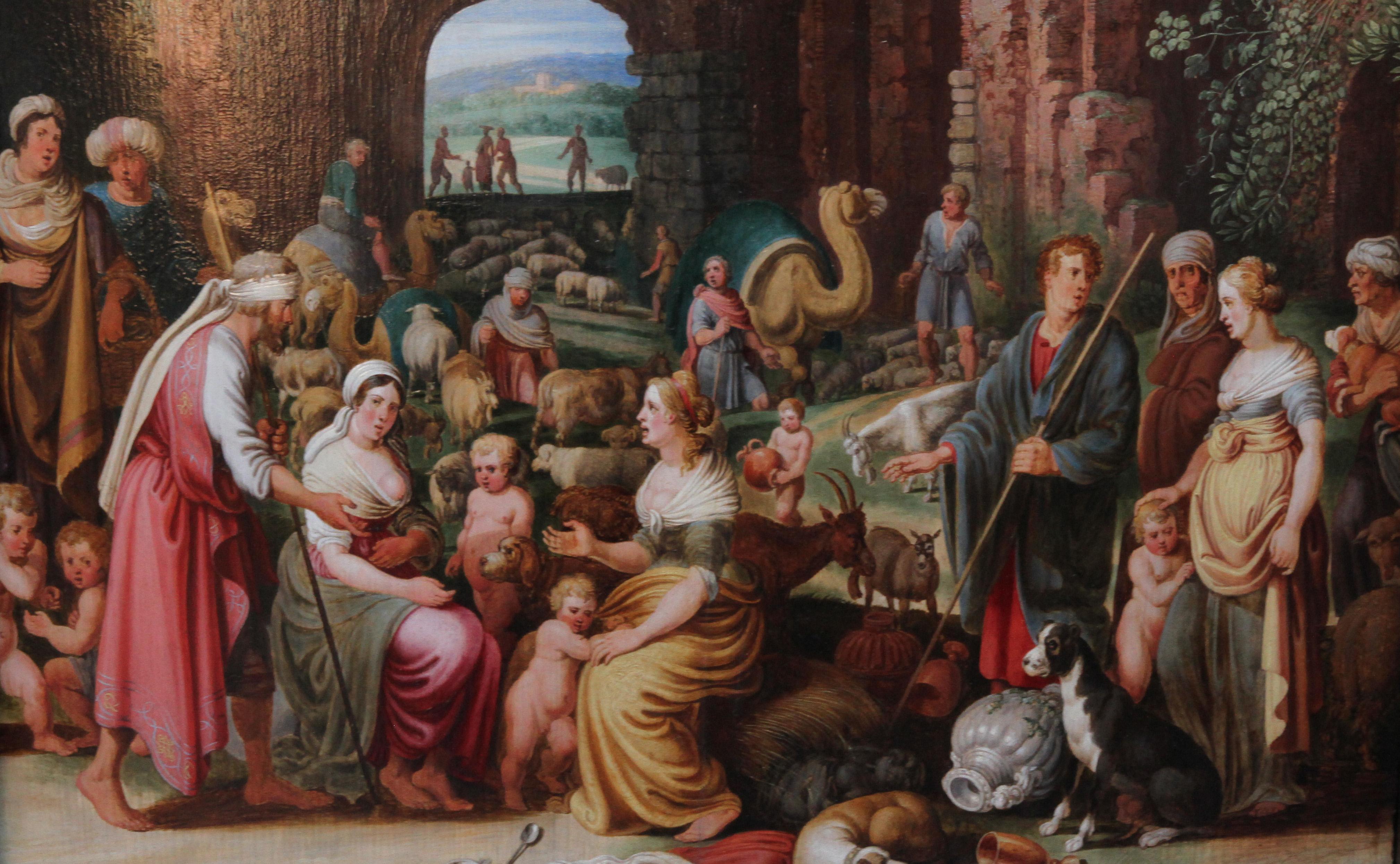 Laban demanding the Return of the Teraphim from Rachel – niederländische Kunst altem Meister (Alte Meister), Painting, von Willem van Nieulandt II