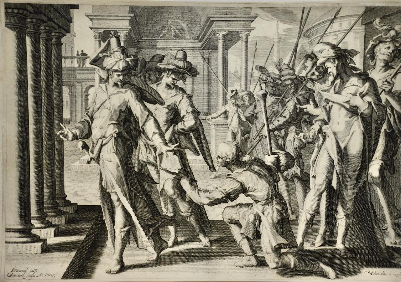 Willem van Swanenburg Interior Print – ""Allegorie der Justiz"": Ein gravierter Altmeister aus dem 17. Jahrhundert von van Swanenburg