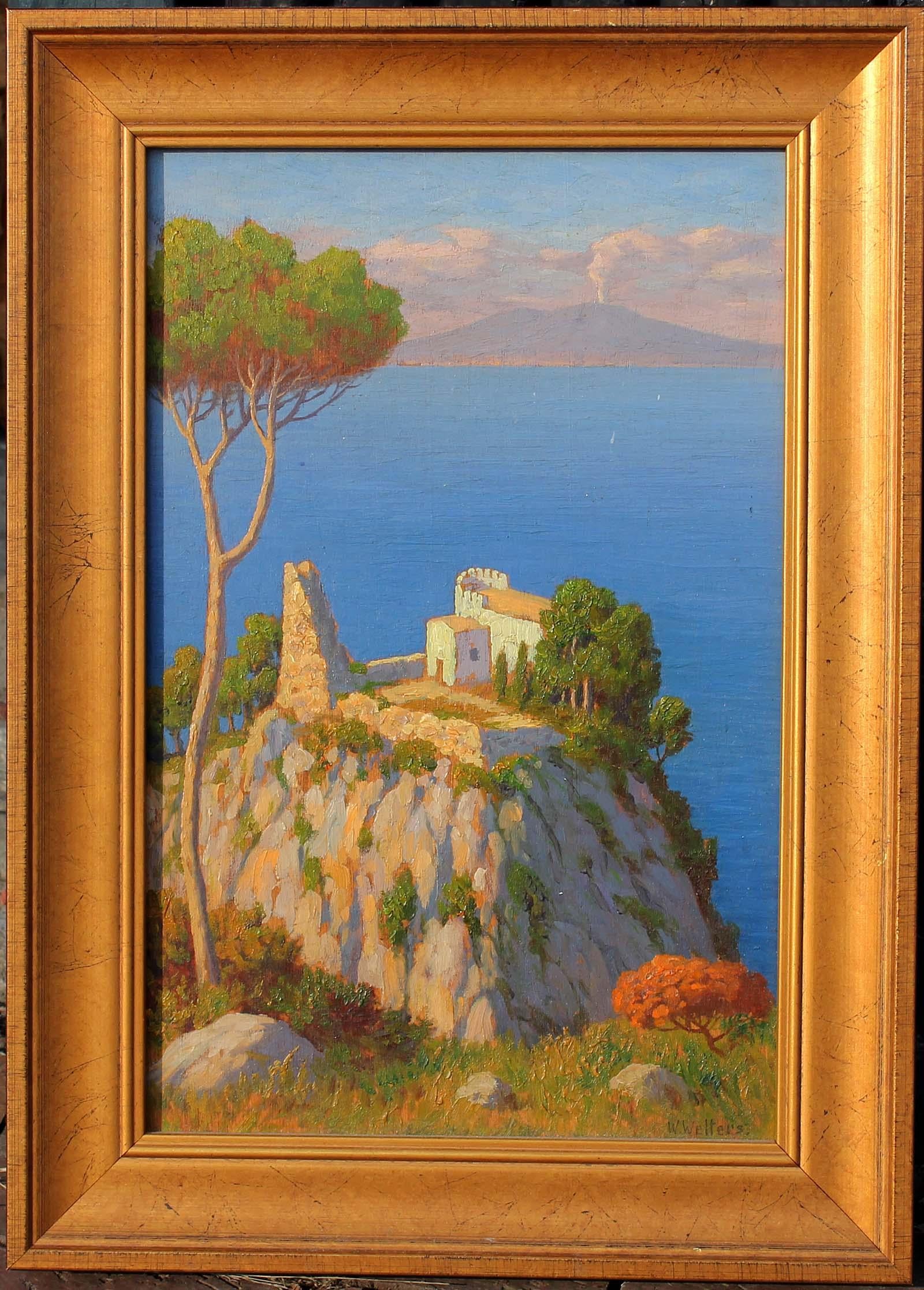 Bay of Naples and Mt Vesuvius Oil Painting by Willem Welters 1
