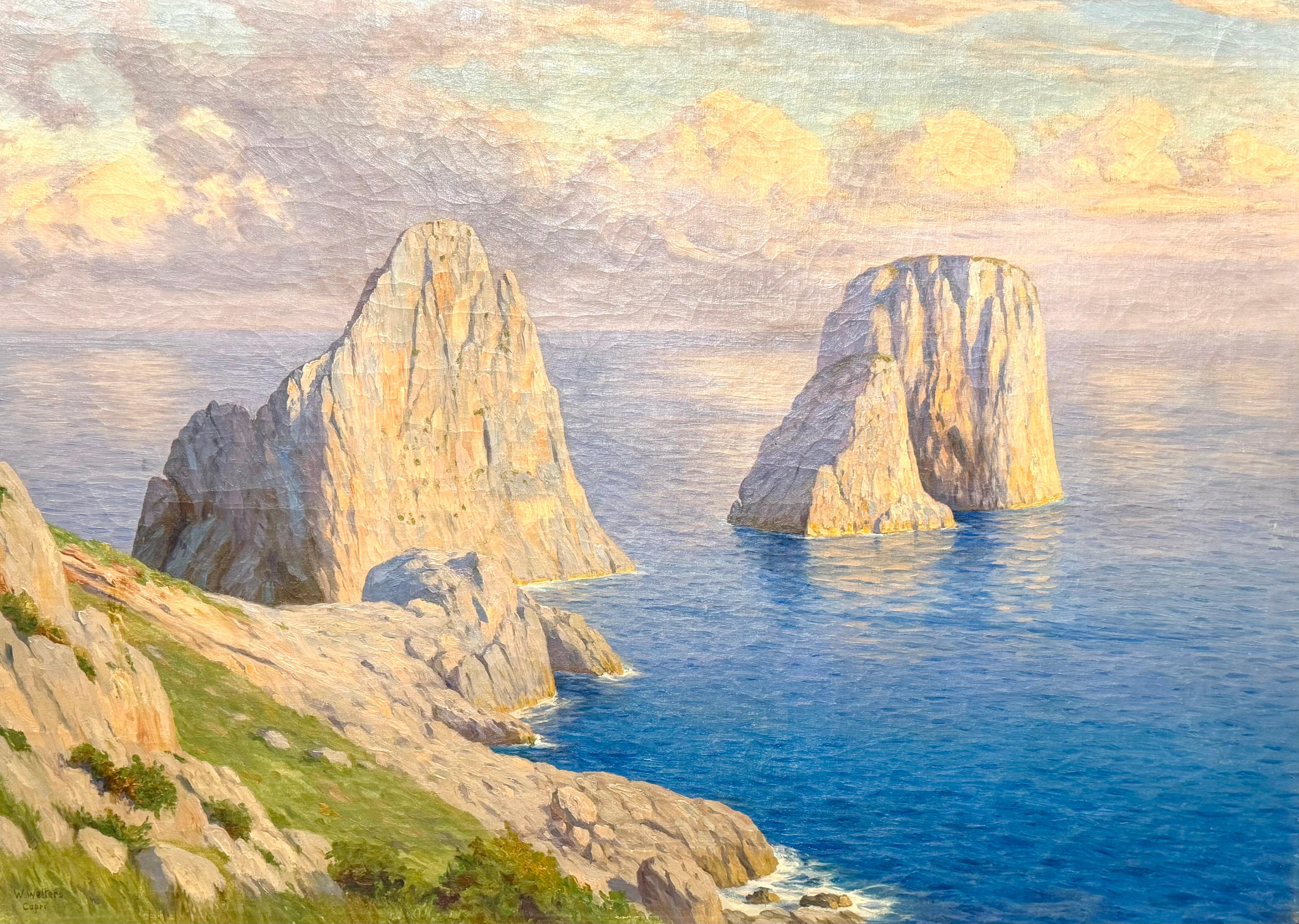 Capri, Italy Impressionist Painting, Oil on Canvas, Circa 1928, Signed