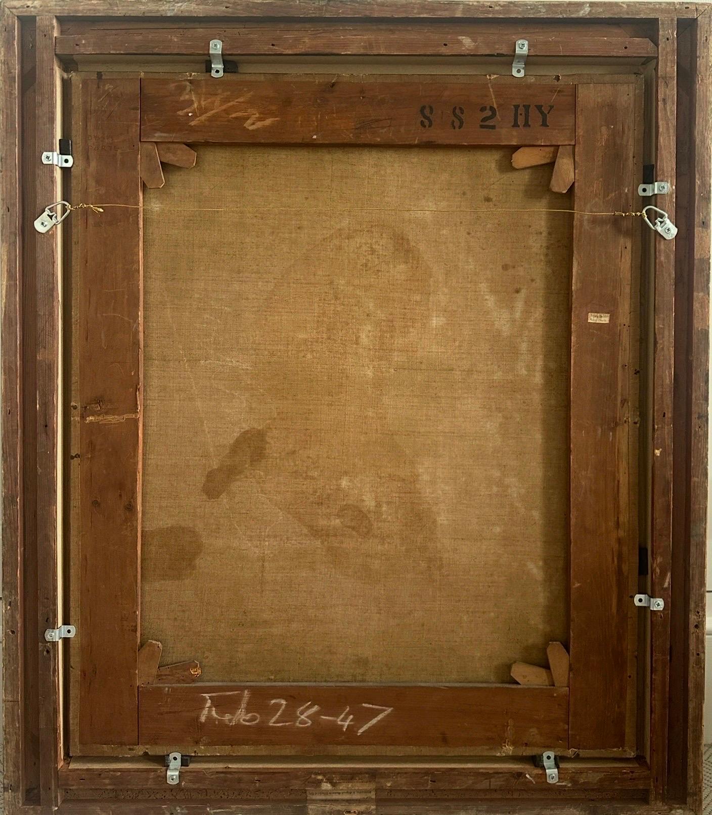 Ritratto di donna attribuito a William Williams, a mezzo busto, con una collana di perle e un abito d'ambra ornato di Jewell sul corpetto e sulle maniche, all'interno di un finto ovale dipinto montato in una cornice d'epoca in legno