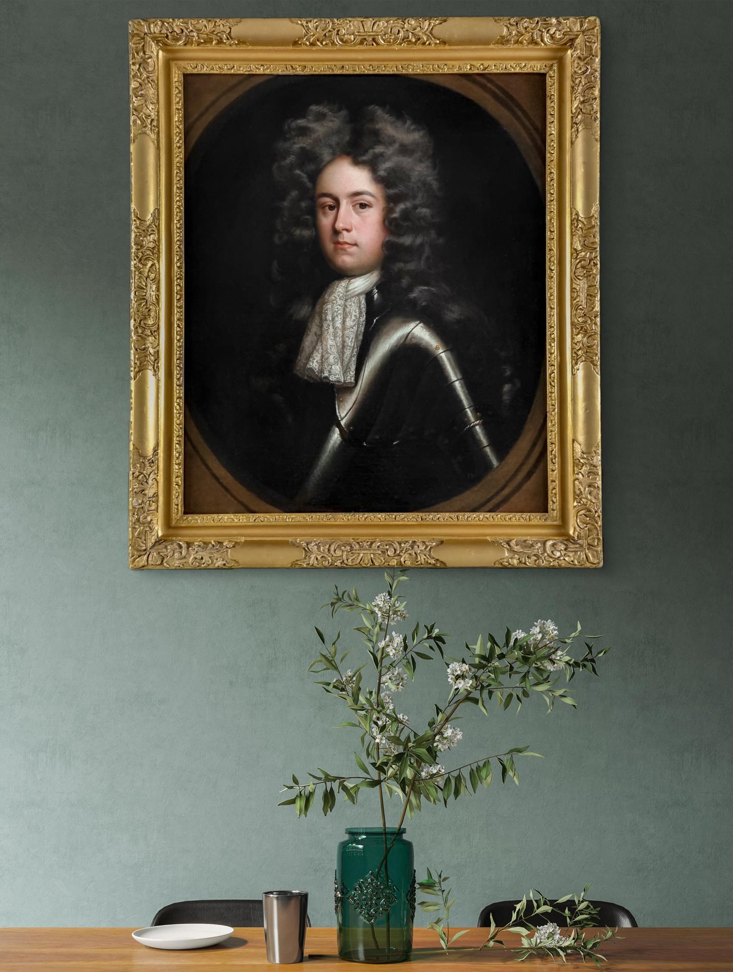 Gentleman Portrait in Armour James Cecil c.1688; Wissing, Oil on canvas painting - Painting by Willem Wissing