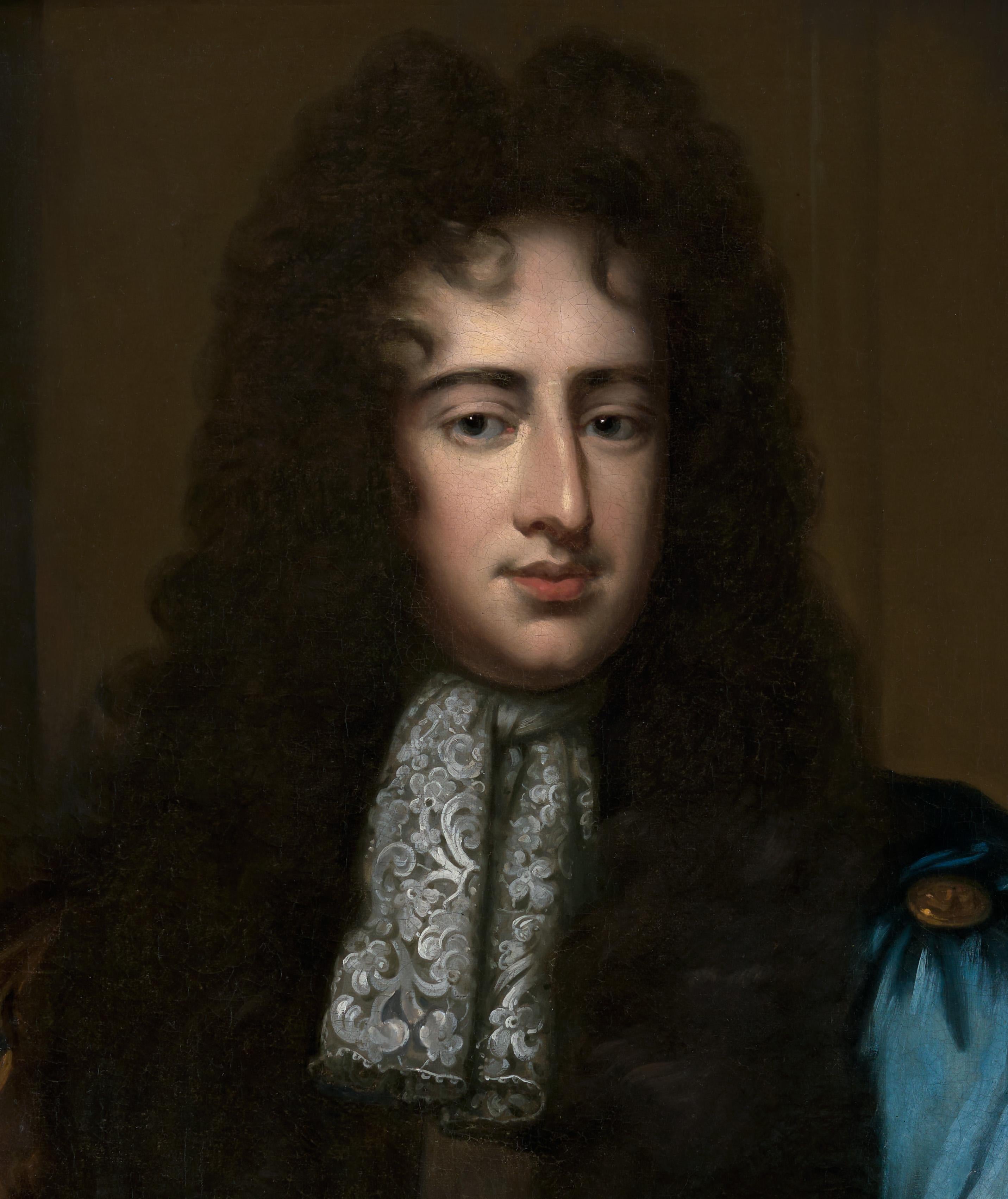 Portrait of Gentleman, Sir Henry Hobart, Blue Cloak & cravat, Wissing oil canvas For Sale 2