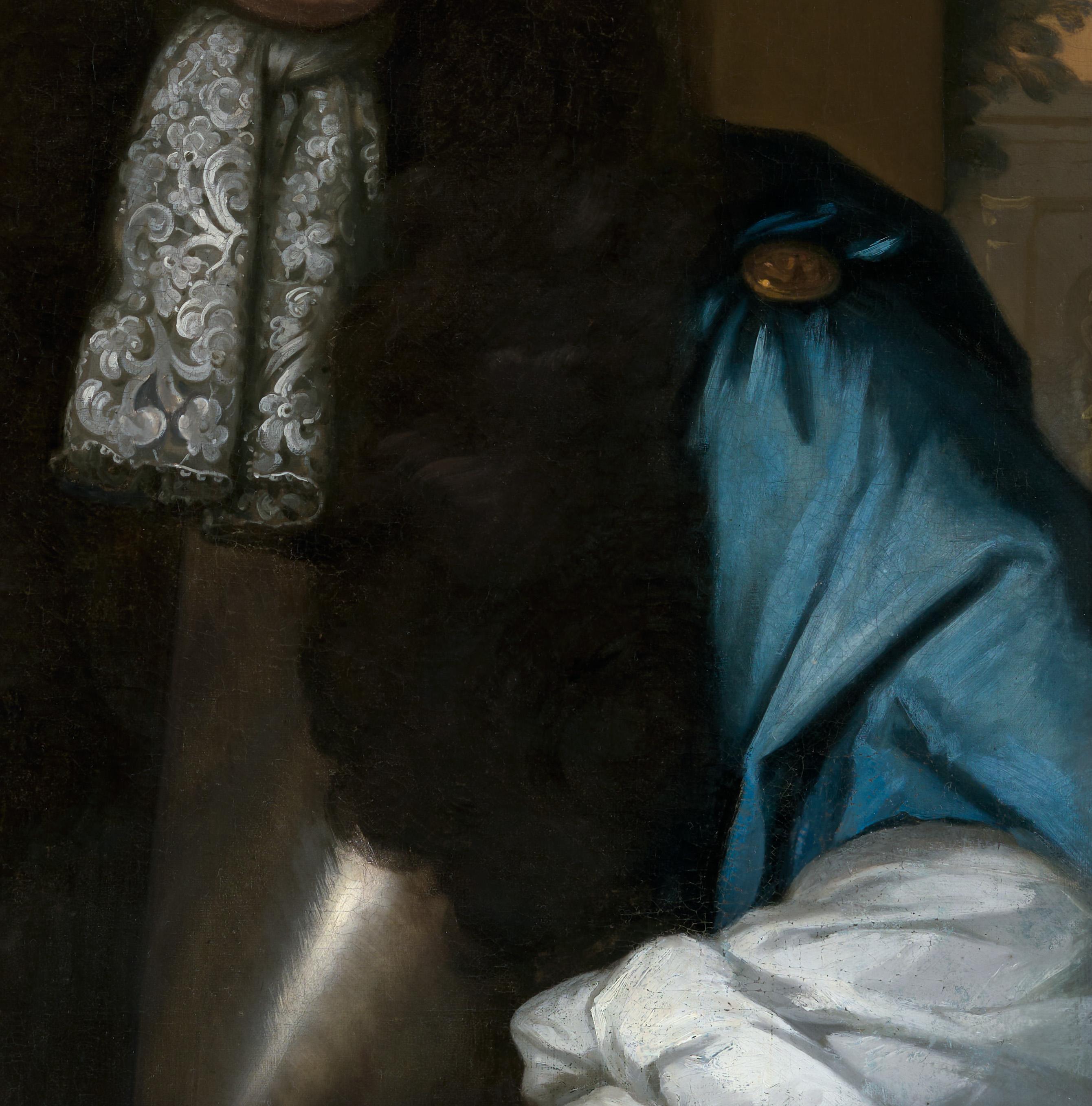 Portrait of Gentleman, Sir Henry Hobart, Blue Cloak & cravat, Wissing oil canvas For Sale 3