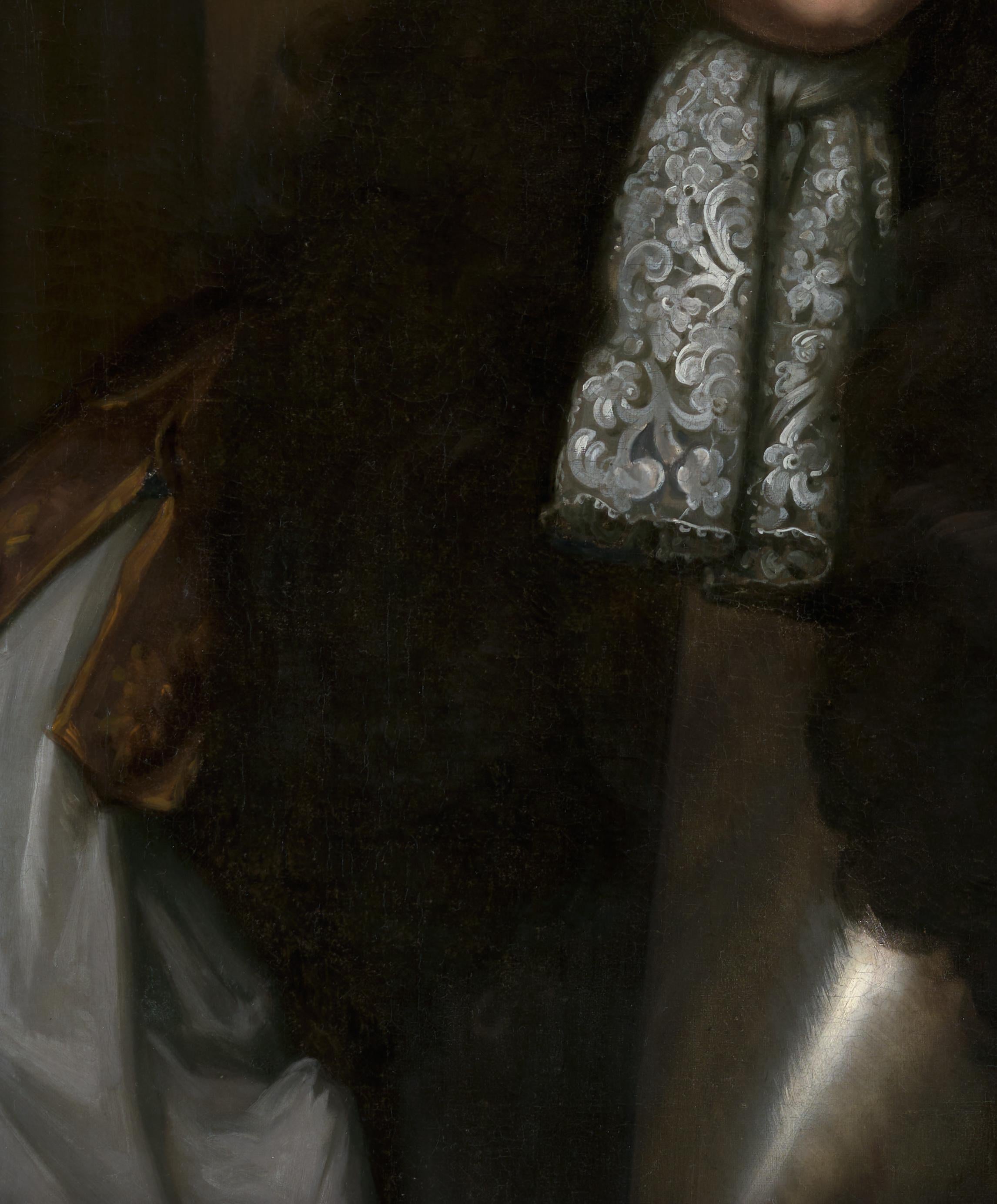 Portrait of Gentleman, Sir Henry Hobart, Blue Cloak & cravat, Wissing oil canvas For Sale 4