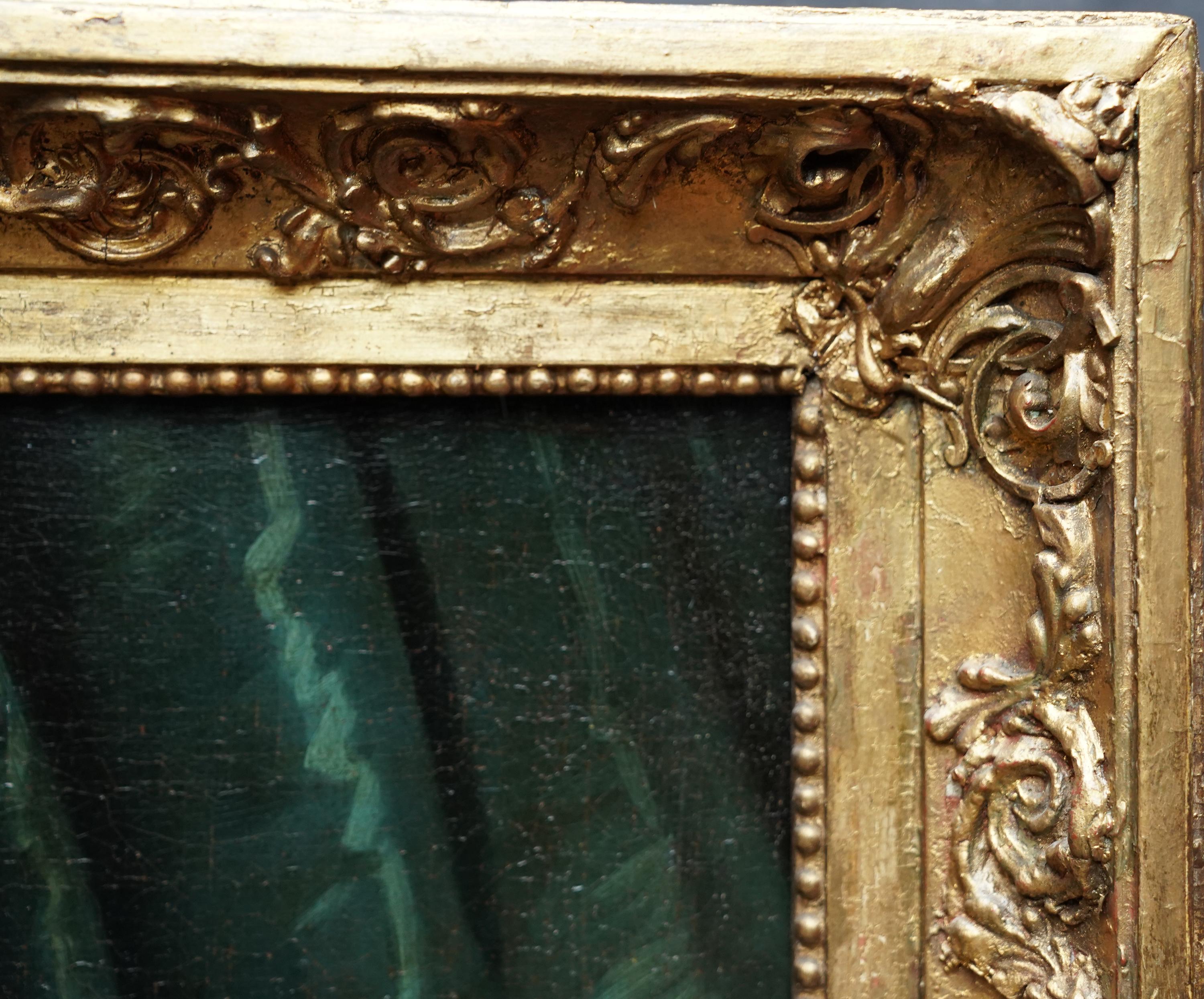 Retrato de dama vestida de plata - Pintura al óleo retrato de arte holandés del Viejo Maestro en venta 8