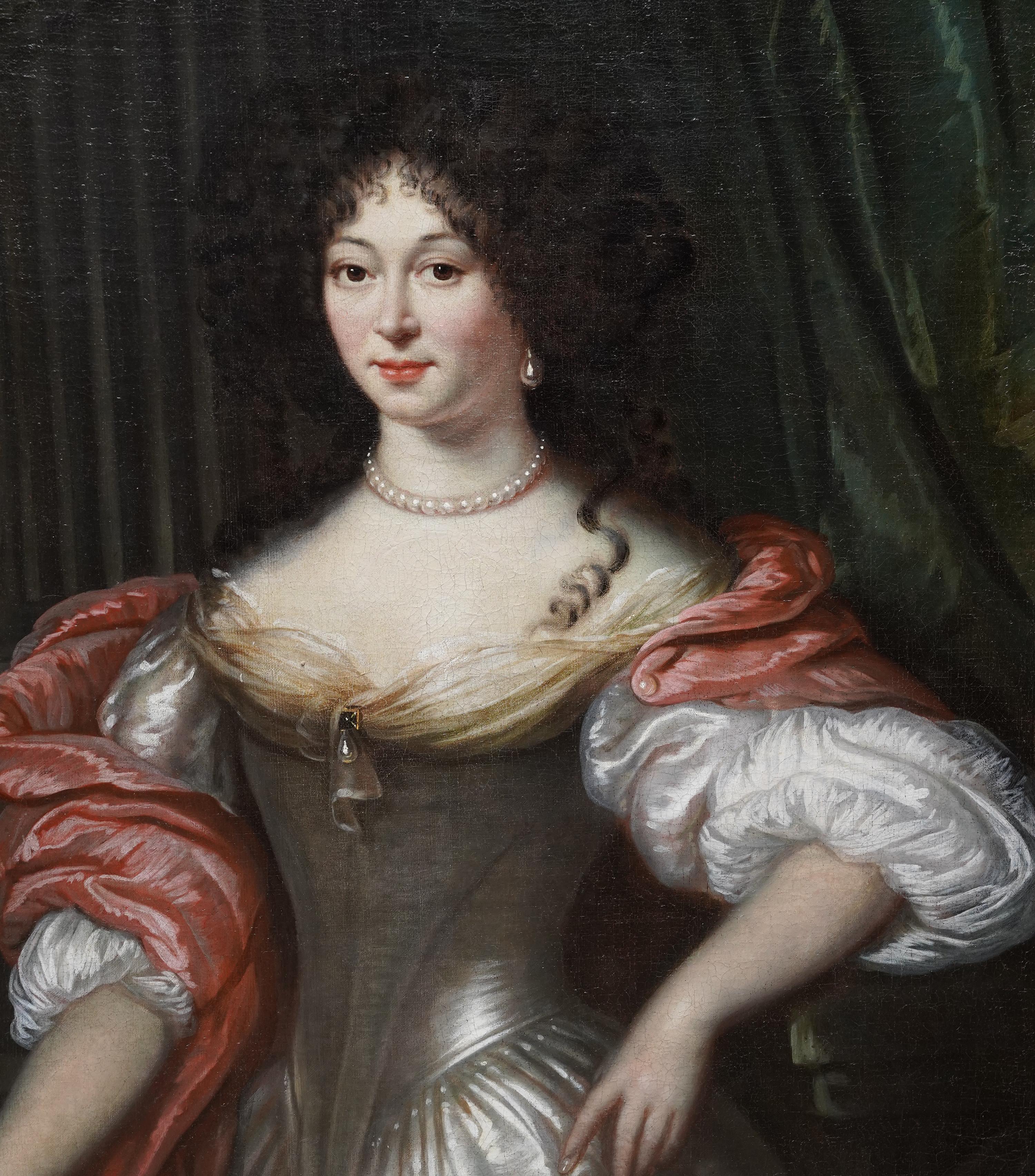Retrato de dama vestida de plata - Pintura al óleo retrato de arte holandés del Viejo Maestro - Portrait Painting Negro de Willem Wissing