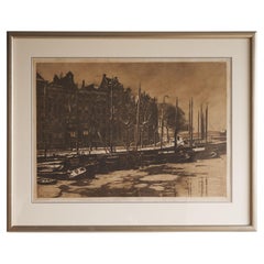 Gravure signée à la main « Amsterdam, Binnenkant met Sneeuw » par Willem Witsen, 1903