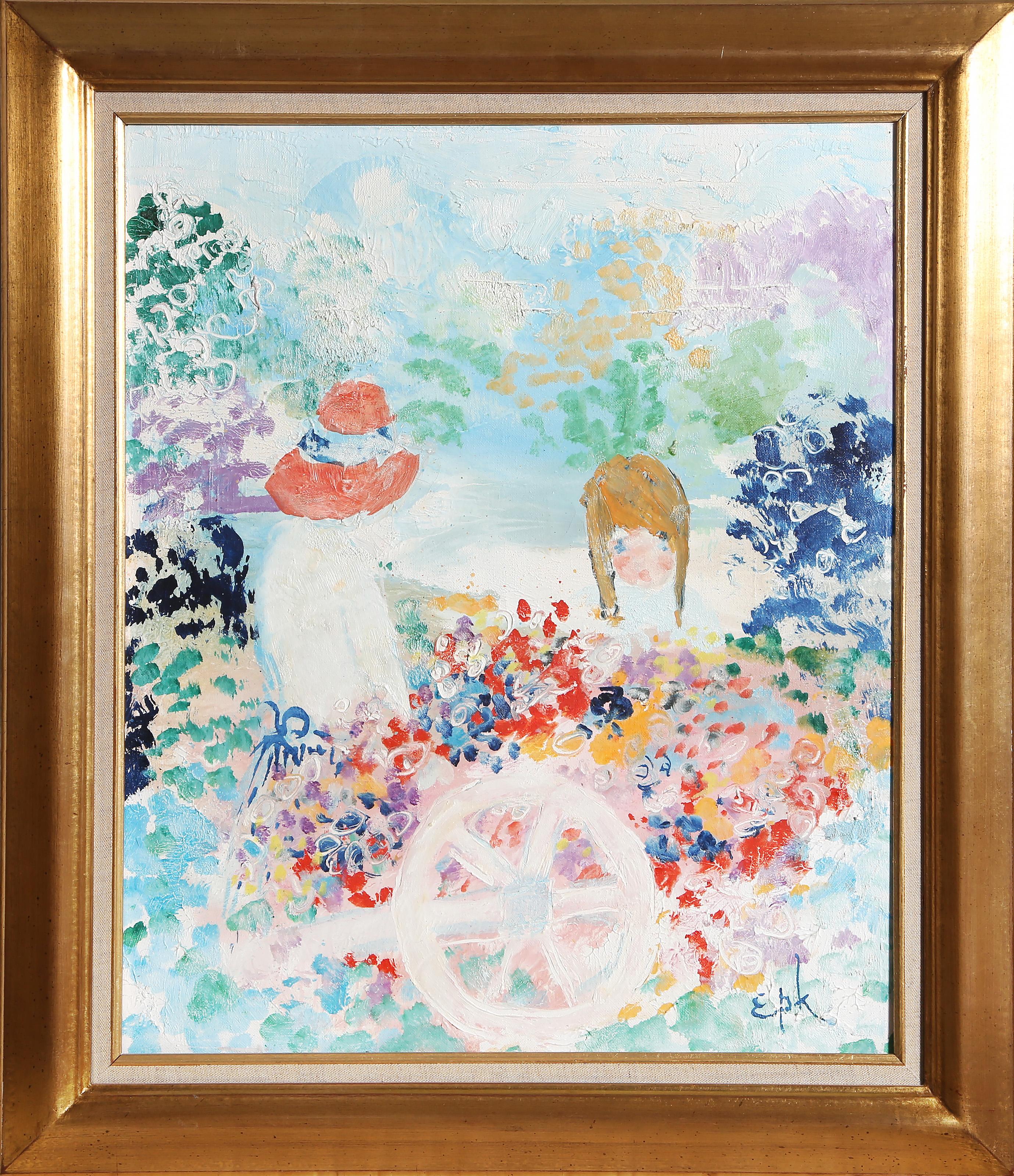 Willering Epko, Francese (1928 - ) - La Charrette Blanche, Anno:  circa 1968, Medio:  Olio su tela, firmato in basso a destra e titolato sul verso, Dimensioni:  25,75 x 21,5 pollici (65,41 x 54,61 cm), Dimensioni della cornice:  31,75 x 27,25