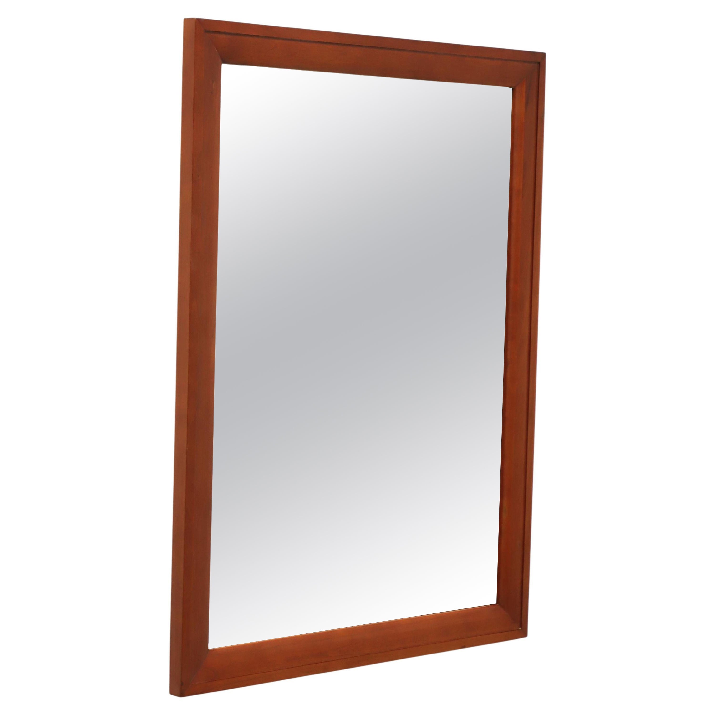 WILLETT Mid Century Solid Cherry Rectangular Dresser / Wall Mirror For Sale