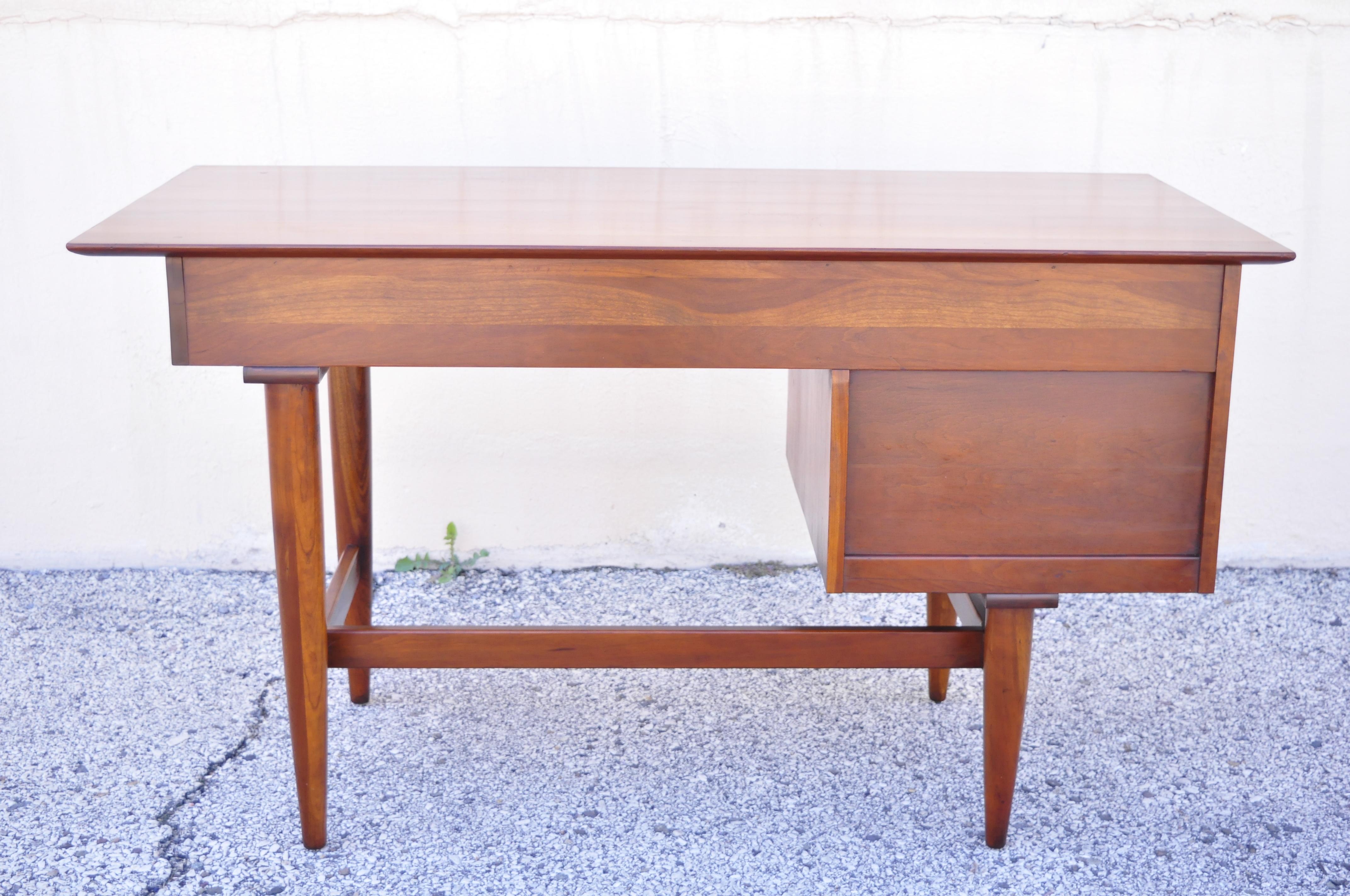 Willett Transitional Mid-Century Modern Cherry Wood Writing Desk and Side Chair 2