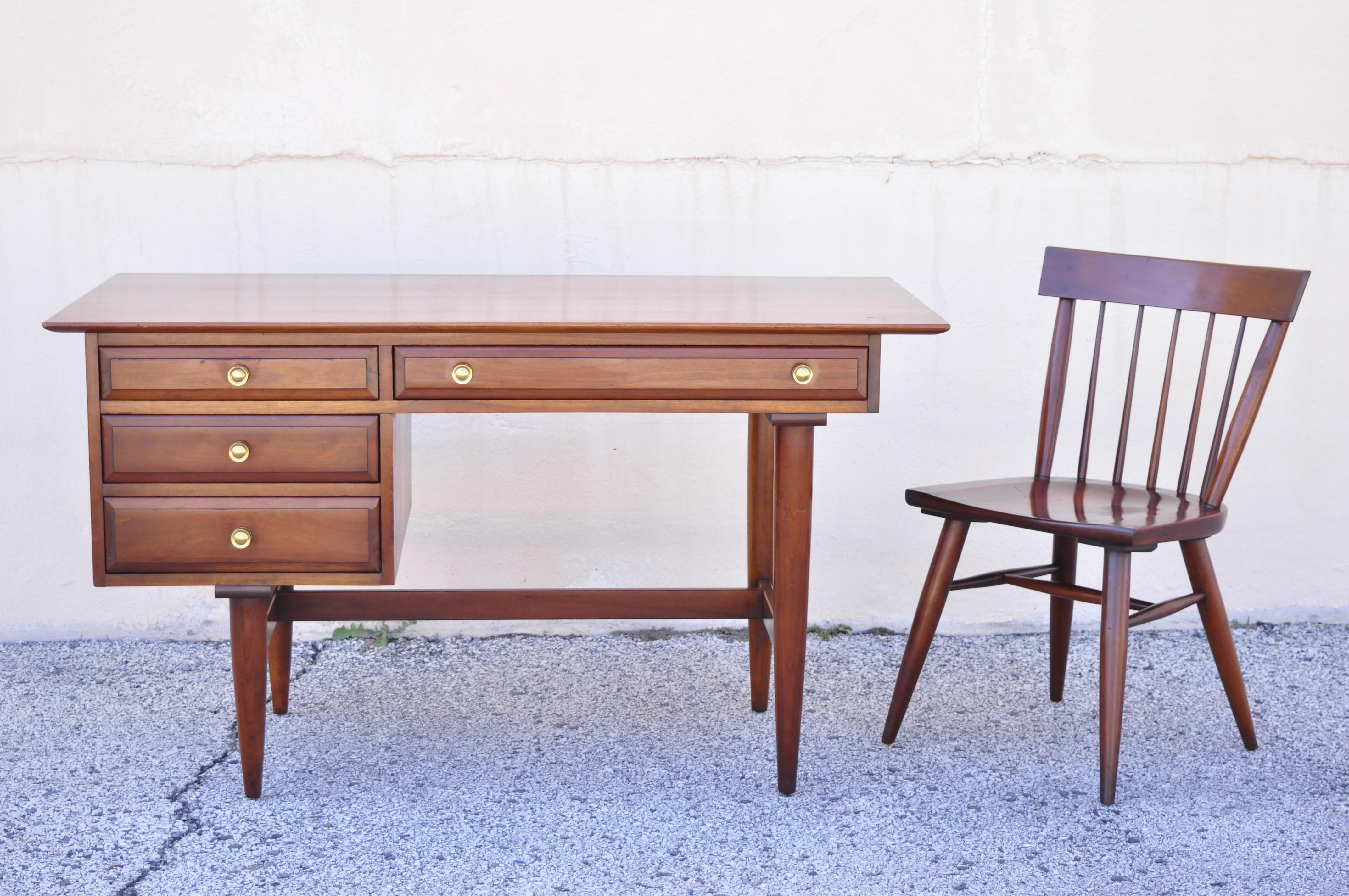 Willett Transitional Mid-Century Modern Cherry Wood Writing Desk and Side Chair 4