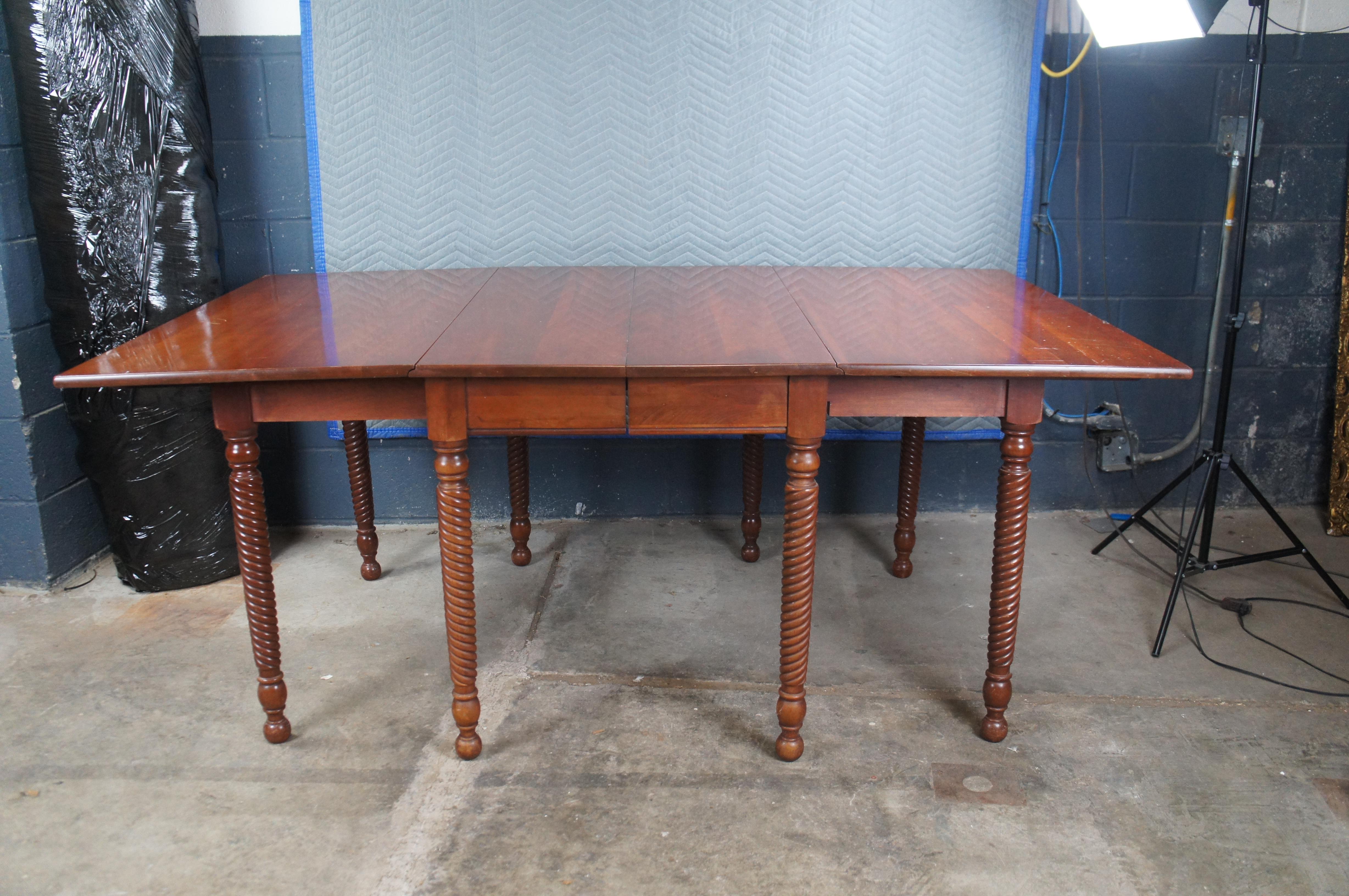 American Willett Wildwood Cherry Dropleaf Gateleg Farmhouse Barley Twist Dining Table For Sale