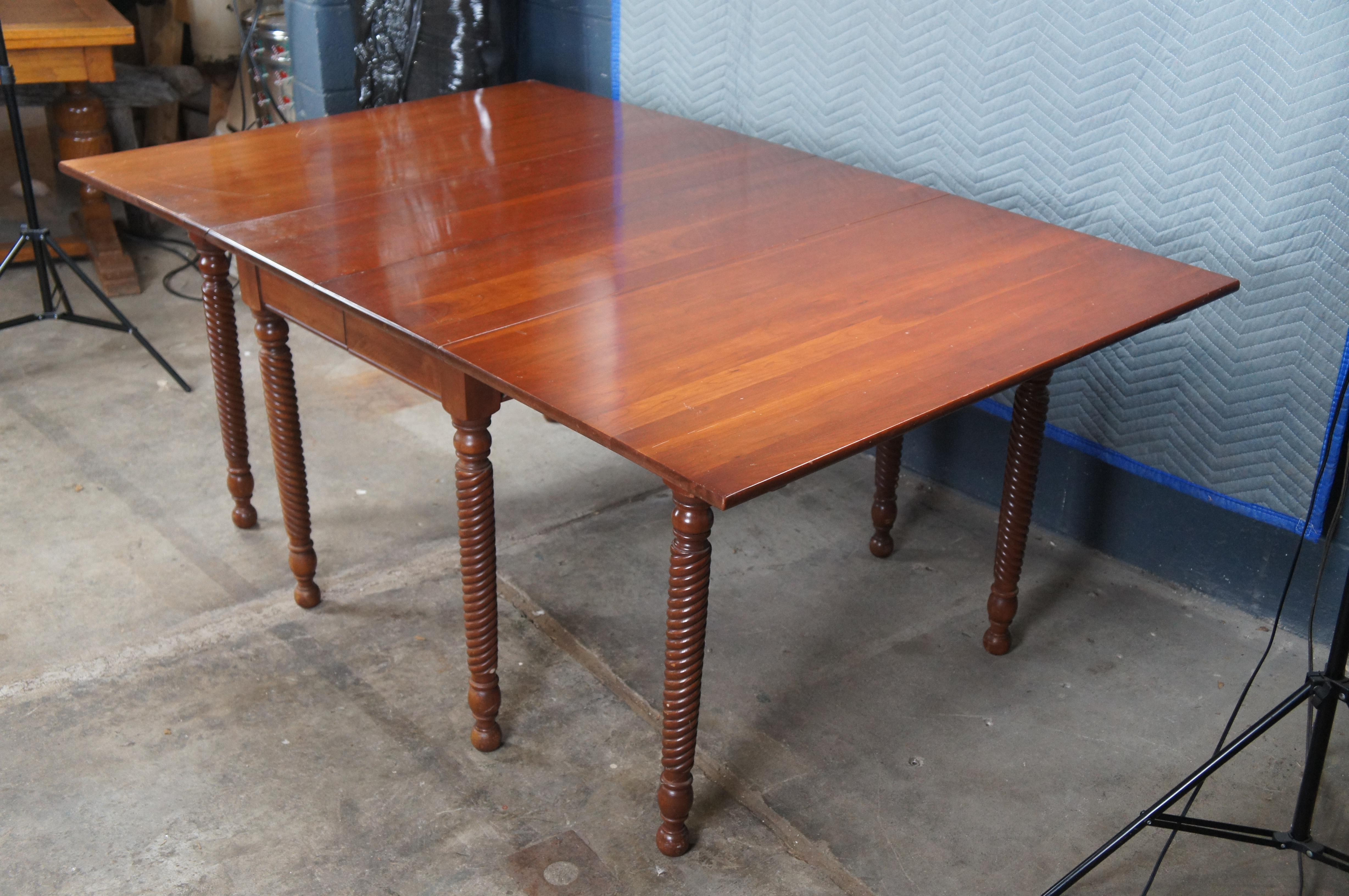 Willett Wildwood Cherry Dropleaf Gateleg Farmhouse Barley Twist Dining Table In Fair Condition For Sale In Dayton, OH