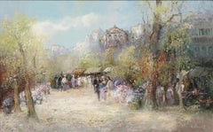 "Calm Afternoon", Willi Bauer, Oil/Canvas, 24x36, Impressionist Garden Party