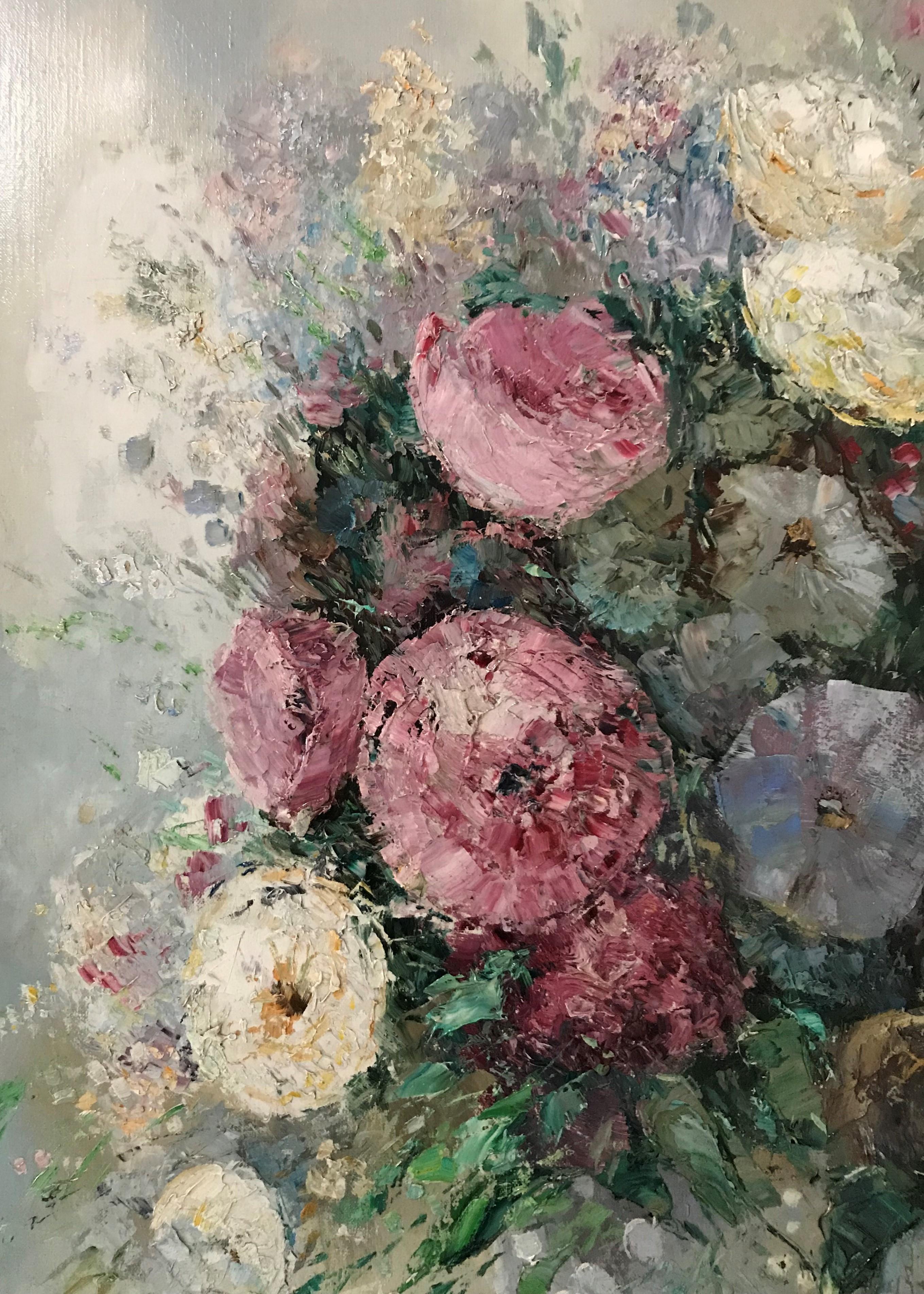 Blumenstillleben mit Blumenmotiv (Post-Impressionismus), Painting, von Willi BAUER
