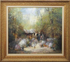 "Flower Pots", Willi Bauer, Oil/Canvas, 27x31, Impressionist Garden Party