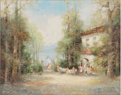 Lennan Cafe by the Lake-Light filled Impressionist garden cafe scene