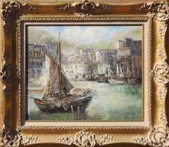 "Sail Boat", Willi Bauer, Oil/Canvas, 24x20, Impressionist Seascape, Cityscape