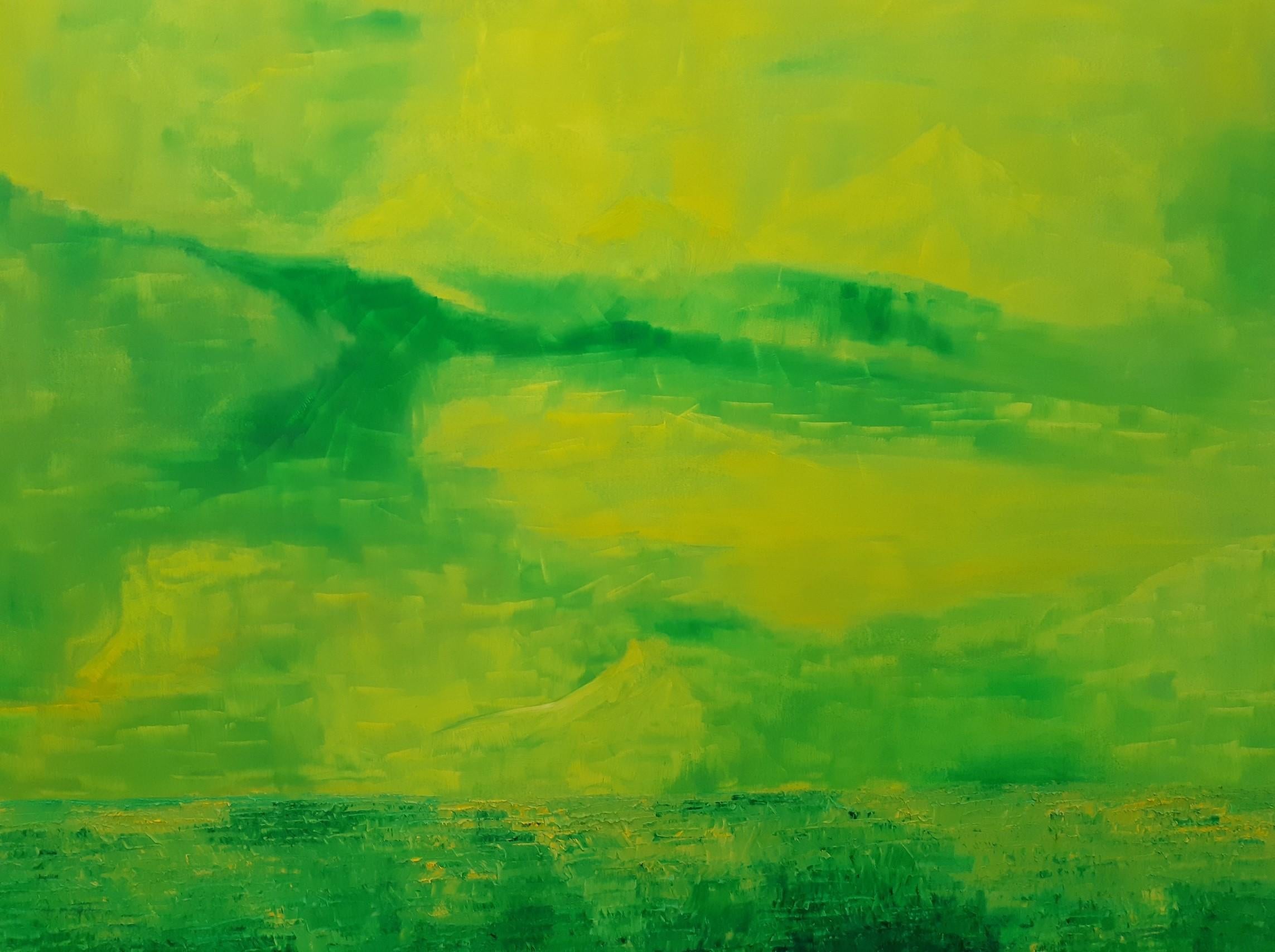 No Titel- contemporary expressionistic abstract painting, metaphysical landscape - Painting by Willi Bucher
