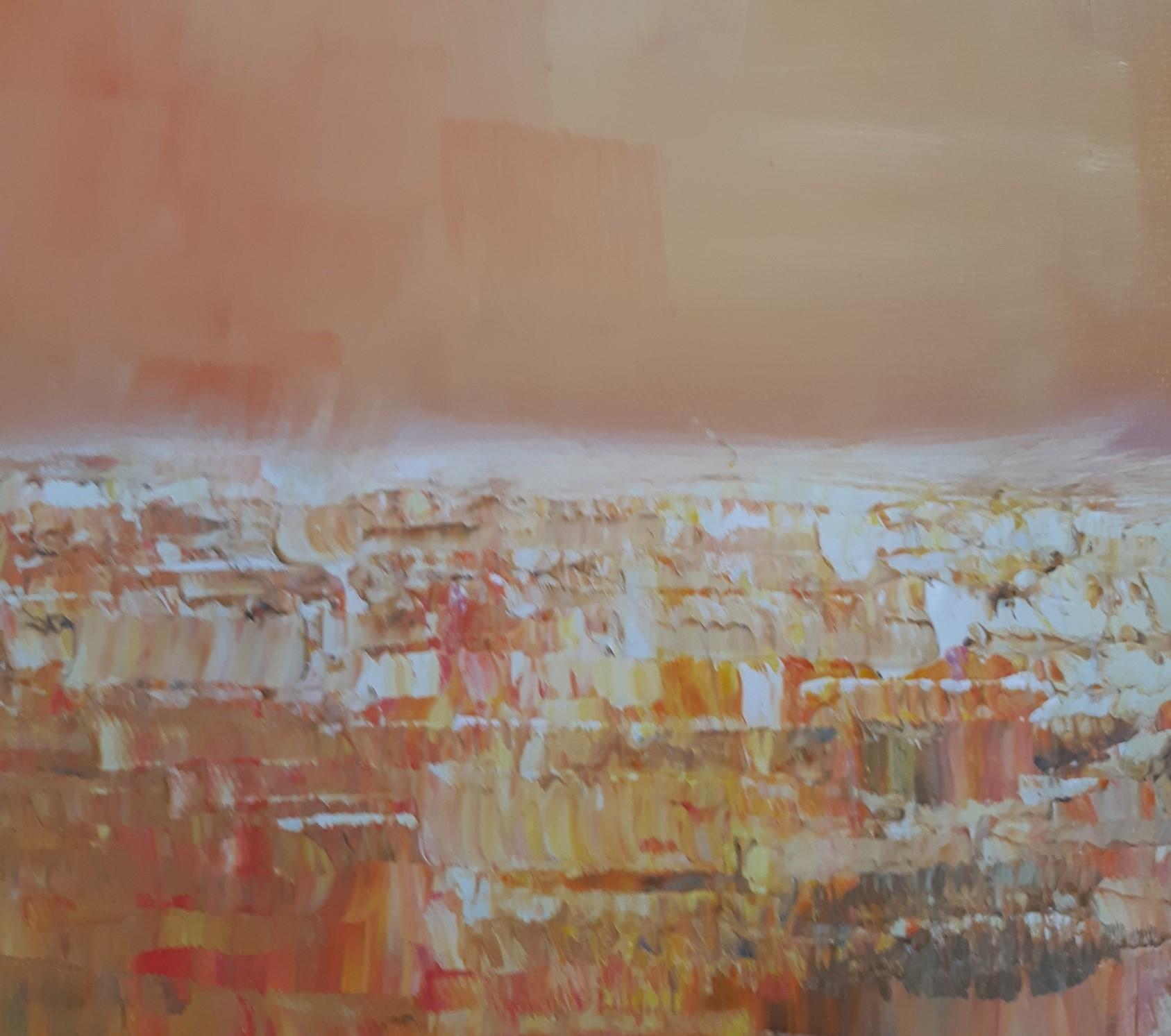 Orange - peinture abstraite expressionniste contemporaine, paysage métaphysique - Painting de Willi Bucher