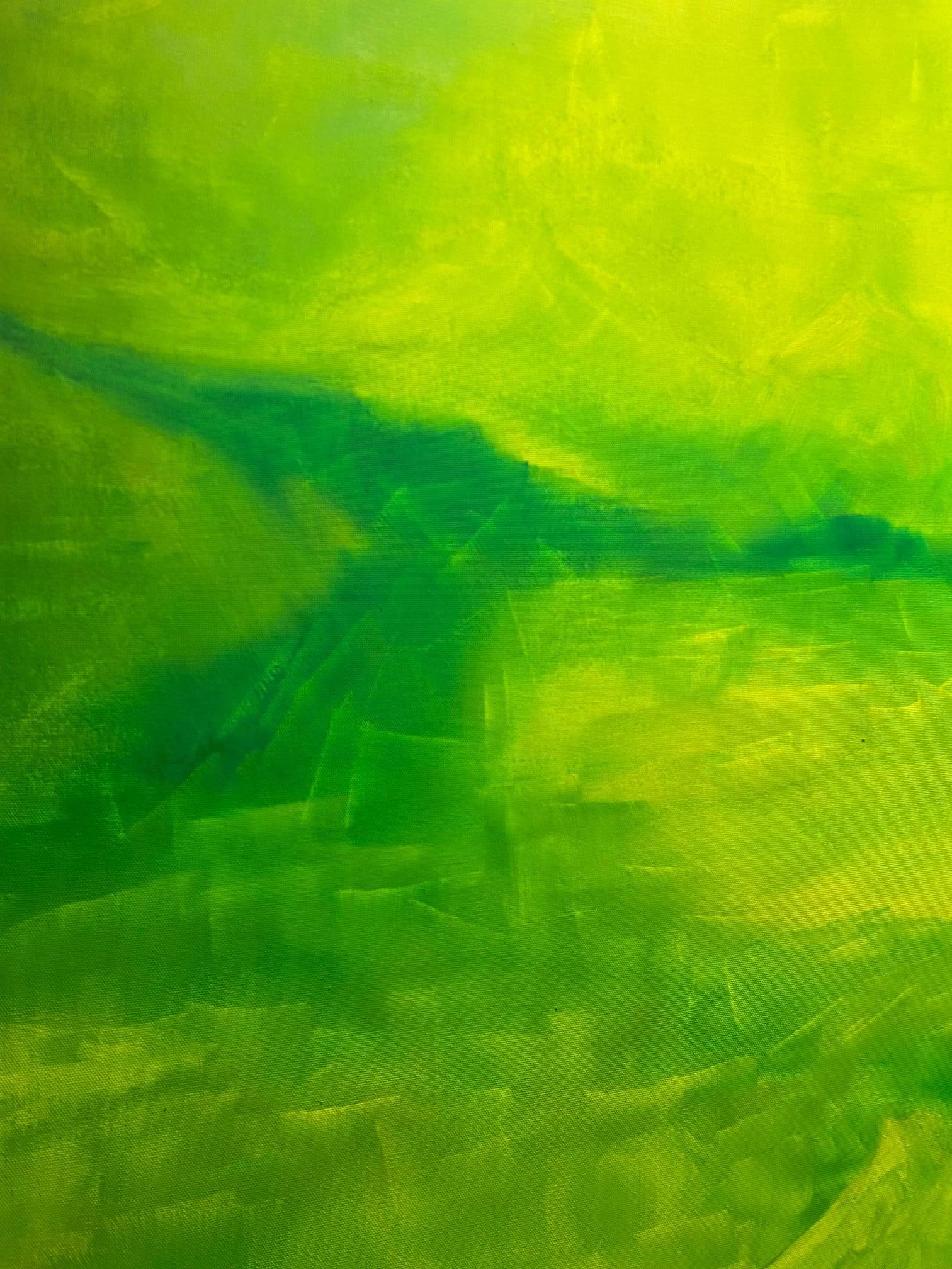 Sans titre - peinture abstraite expressionniste contemporaine, paysage vert - Expressionnisme abstrait Painting par Willi Bucher