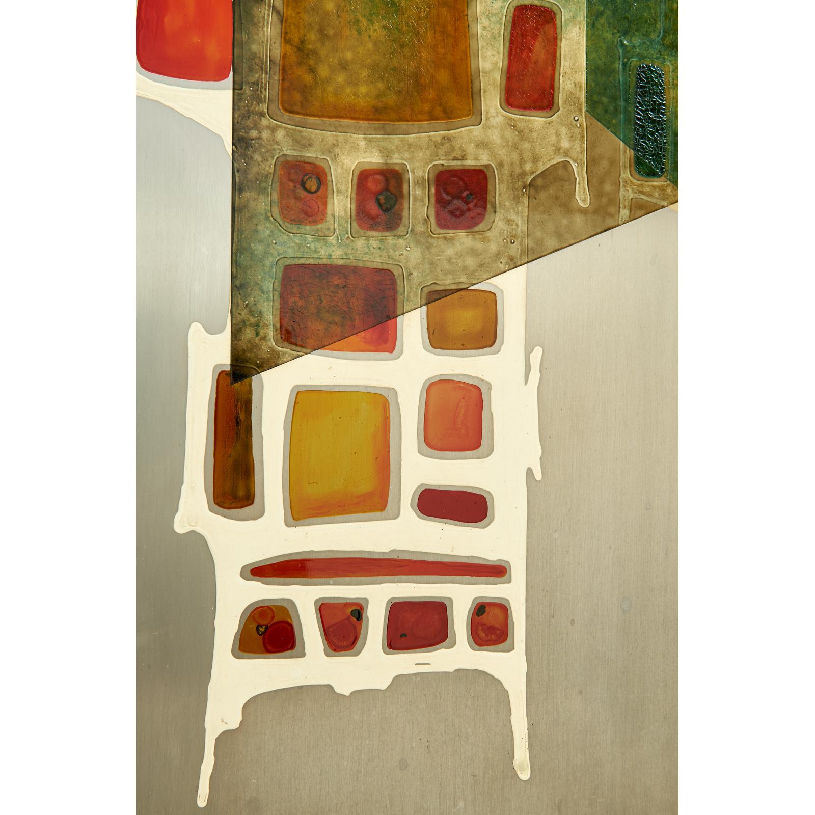 Willi Burger Enamel on Metal Painting, Italy 1977 In Good Condition In New York, NY