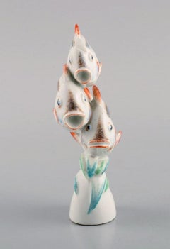 Willi Münch-Khe for Meissen, Art Deco Figure, Three fish, 1930s