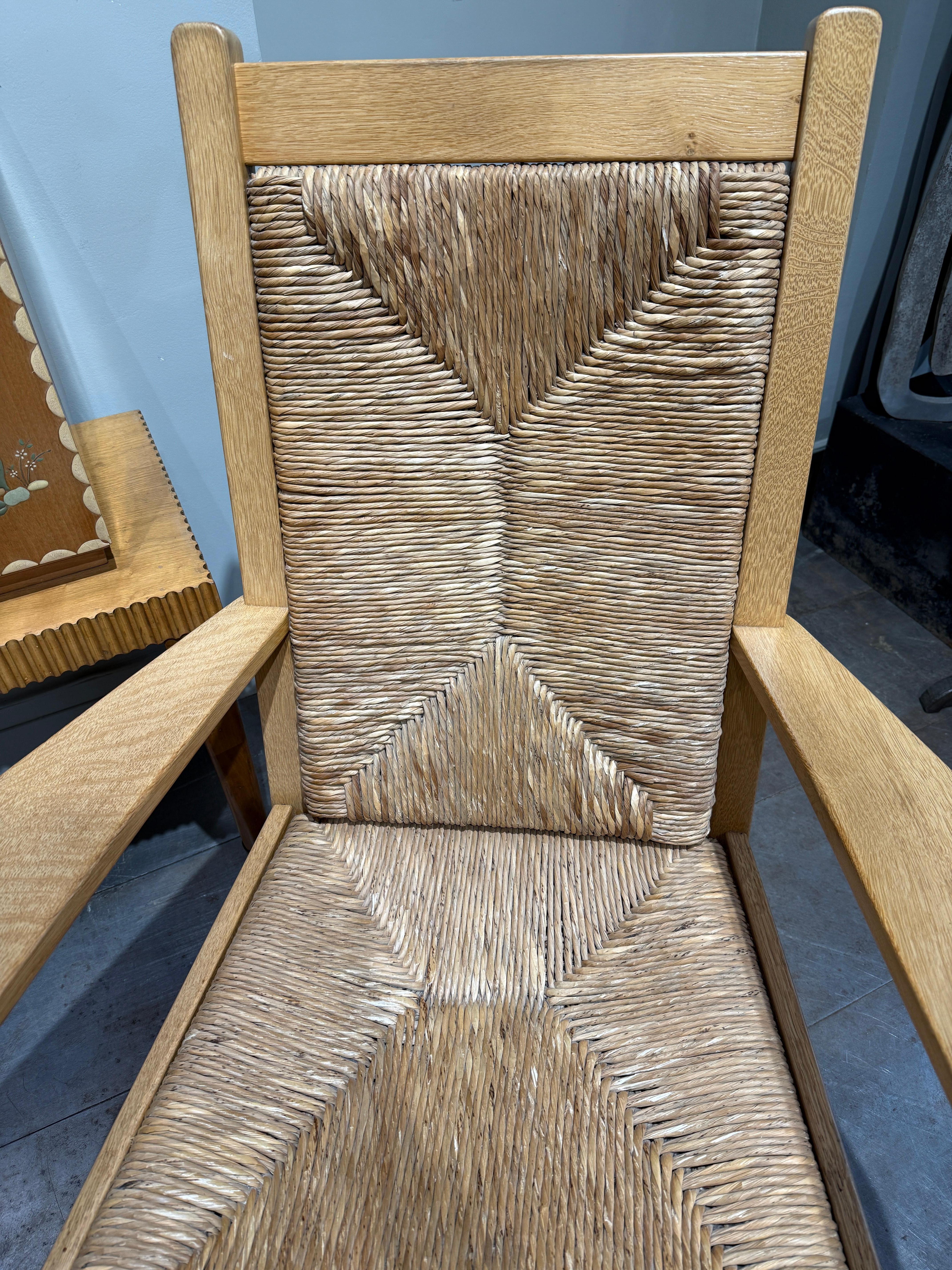 Willi Ohler Sillón de roble y junco Alemania 1960 Moderno de mediados de siglo en venta