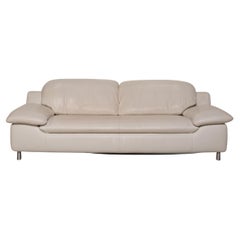 Willi Schillig Amore Leather Sofa Cream Three-Seater Couch Function