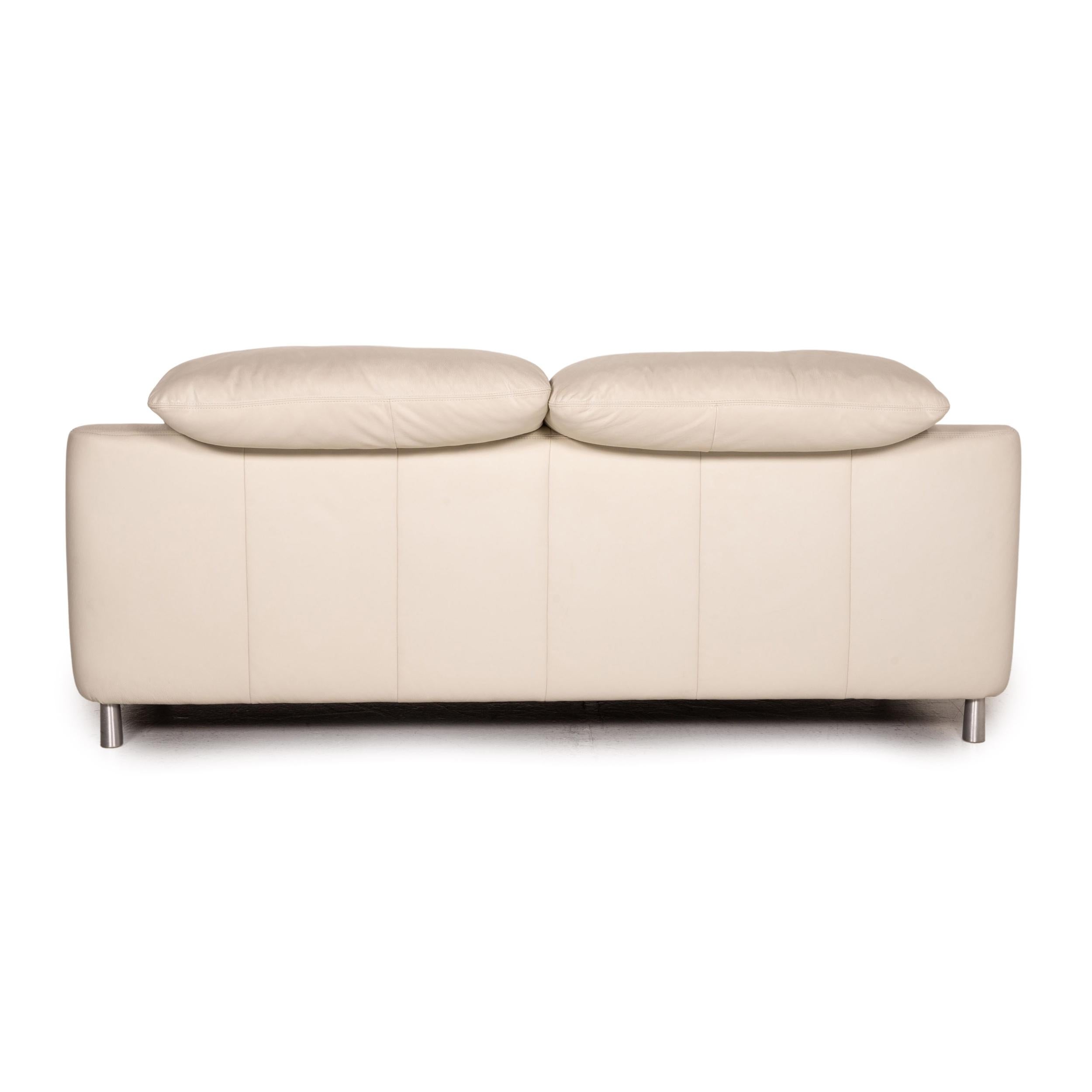 Willi Schillig Amore Leder-Sofa mit zwei Sitzern in Creme 2