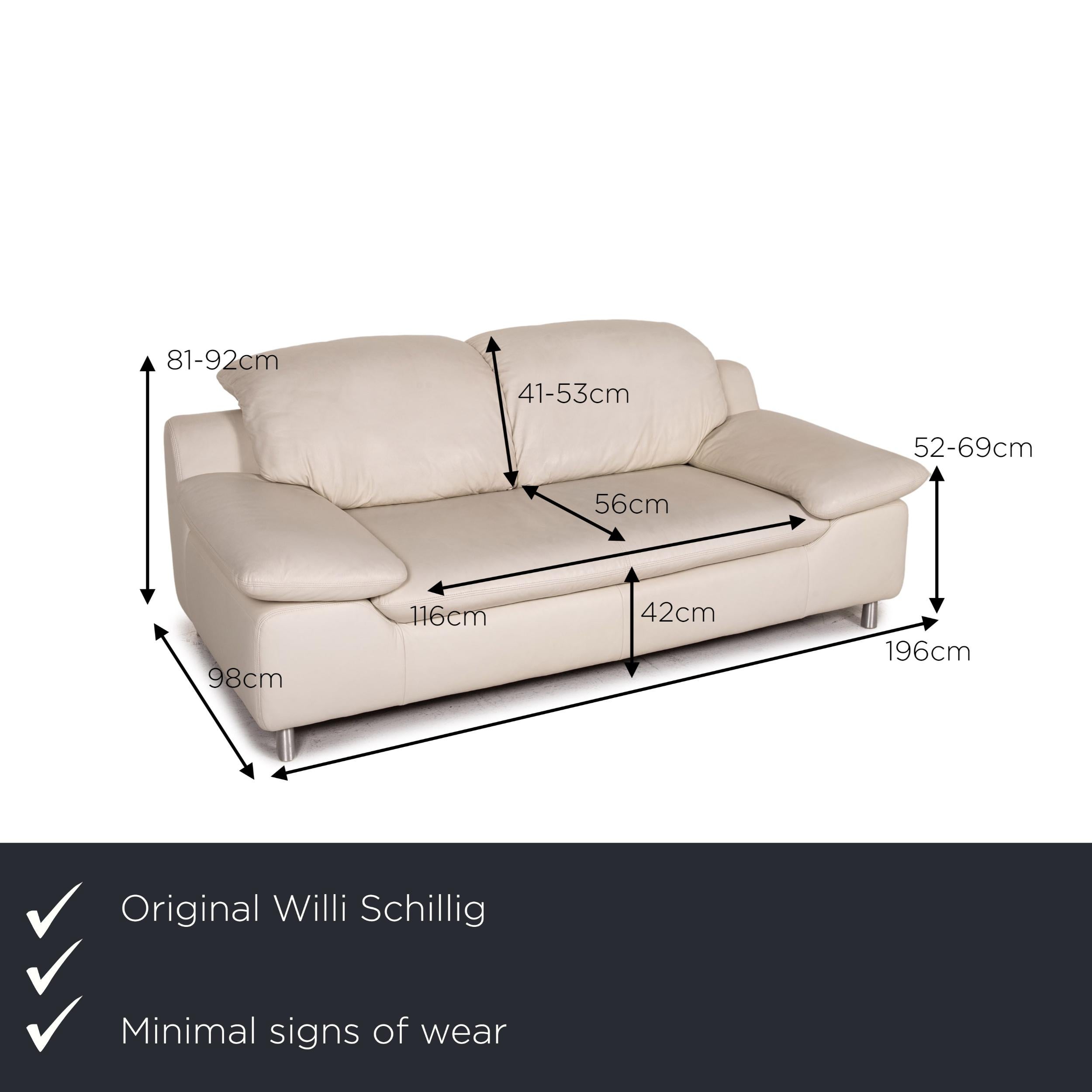 Wir präsentieren Ihnen ein Willi Schillig Amore Ledersofa creme Zweisitzer Funktionssofa.


 Produktabmessungen in Zentimetern:
 

Tiefe: 98
Breite: 196
Höhe: 81
Sitzhöhe: 42
Resthöhe: 52
Sitztiefe: 56
Sitzbreite: 116
Rückenhöhe: 41.
 