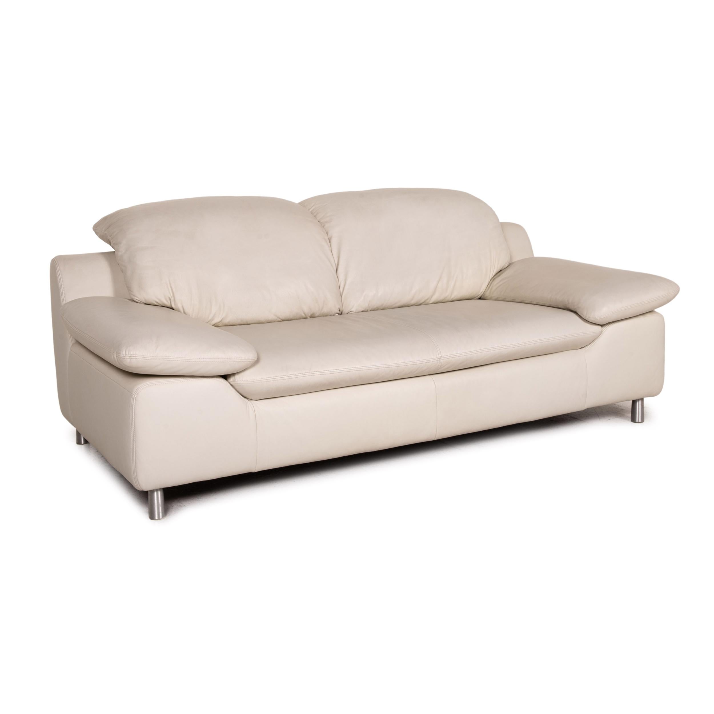 Willi Schillig Amore Leder-Sofa mit zwei Sitzern in Creme im Zustand „Gut“ in Cologne, DE