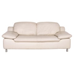 Willi Schillig Amore Leder-Sofa mit zwei Sitzern in Creme