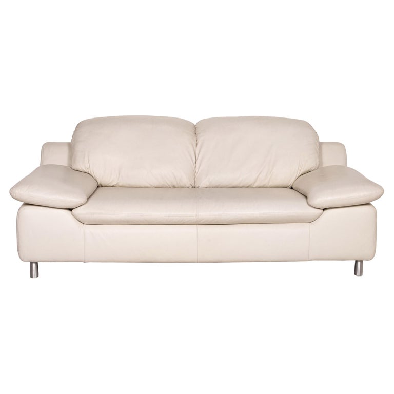 Willi Schillig Amore Leather Sofa Cream Two-Seater Function Couch at 1stDibs