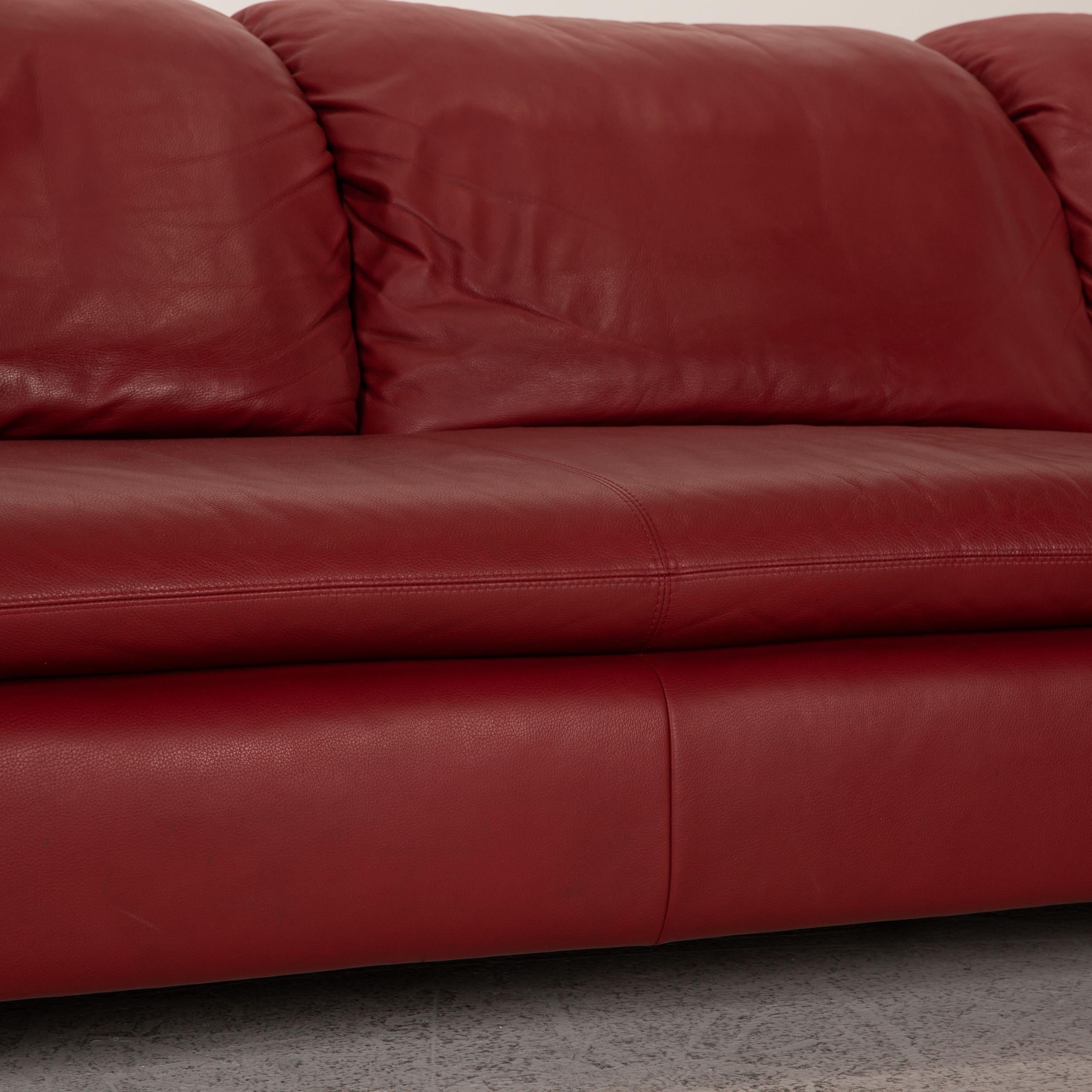 German Willi Schillig Amore Leather Sofa Red Corner Sofa Couch Function For Sale