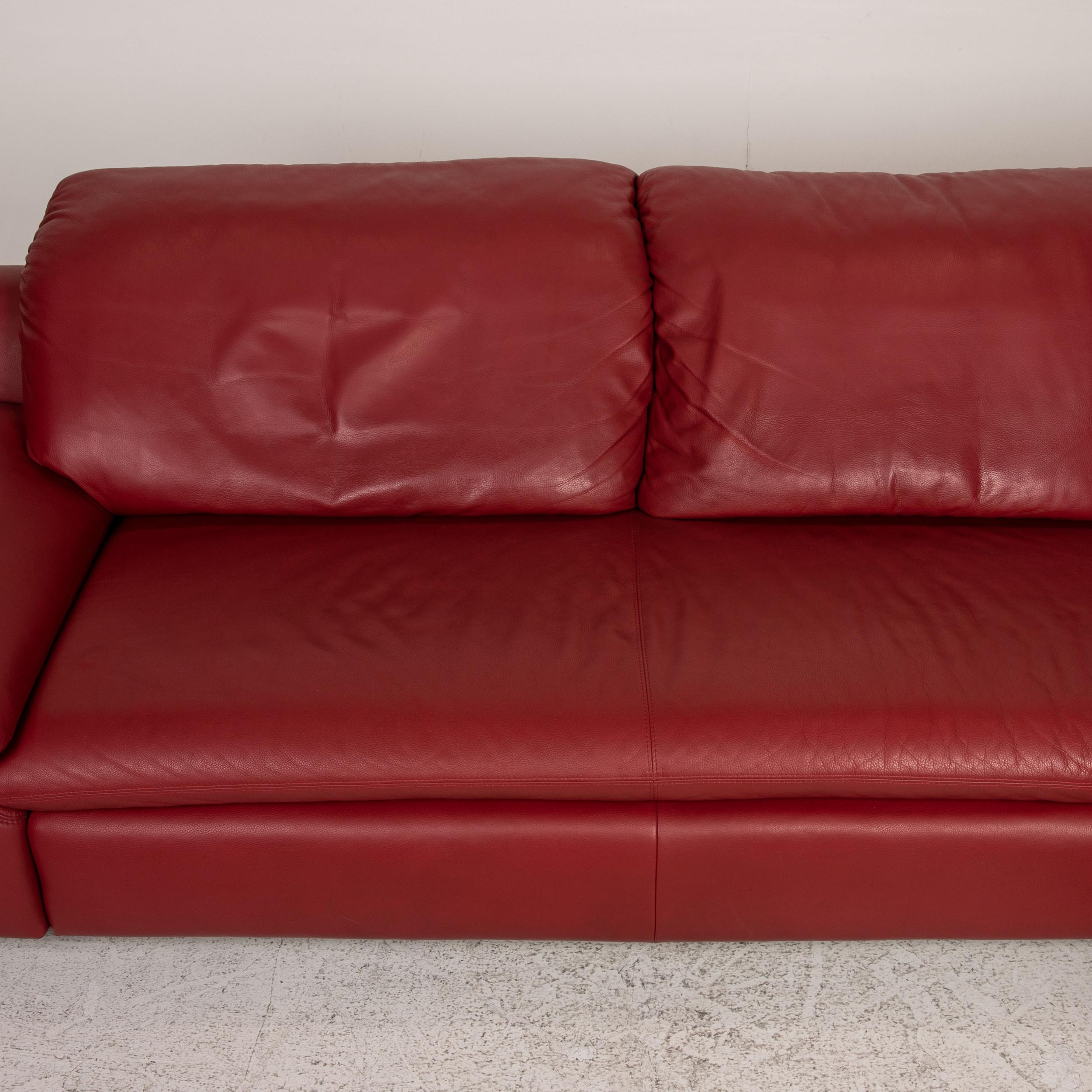 Willi Schillig Amore Leather Sofa Red Corner Sofa Couch Function In Good Condition For Sale In Cologne, DE