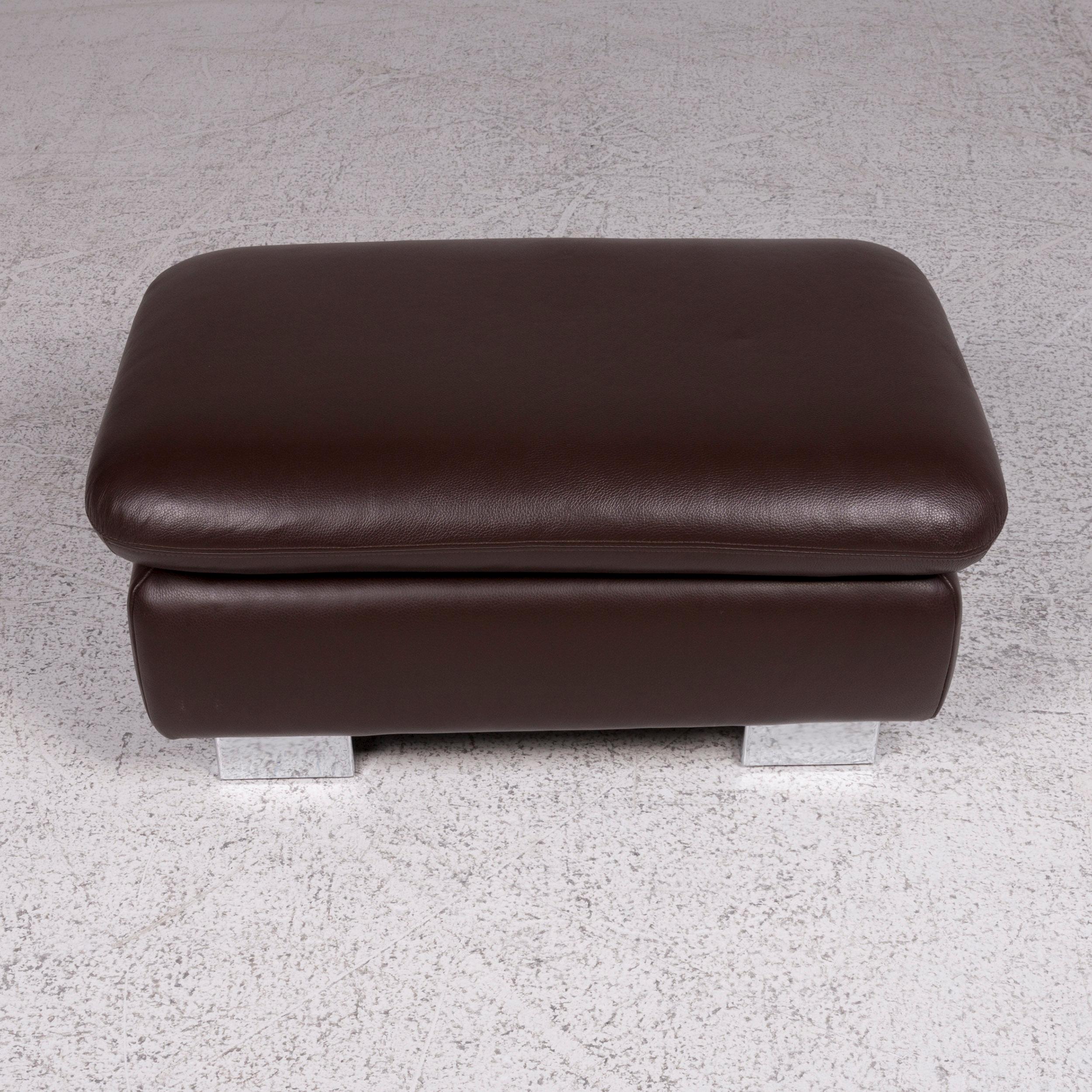Willi Schillig Amore Leather Stool Brown In Good Condition In Cologne, DE