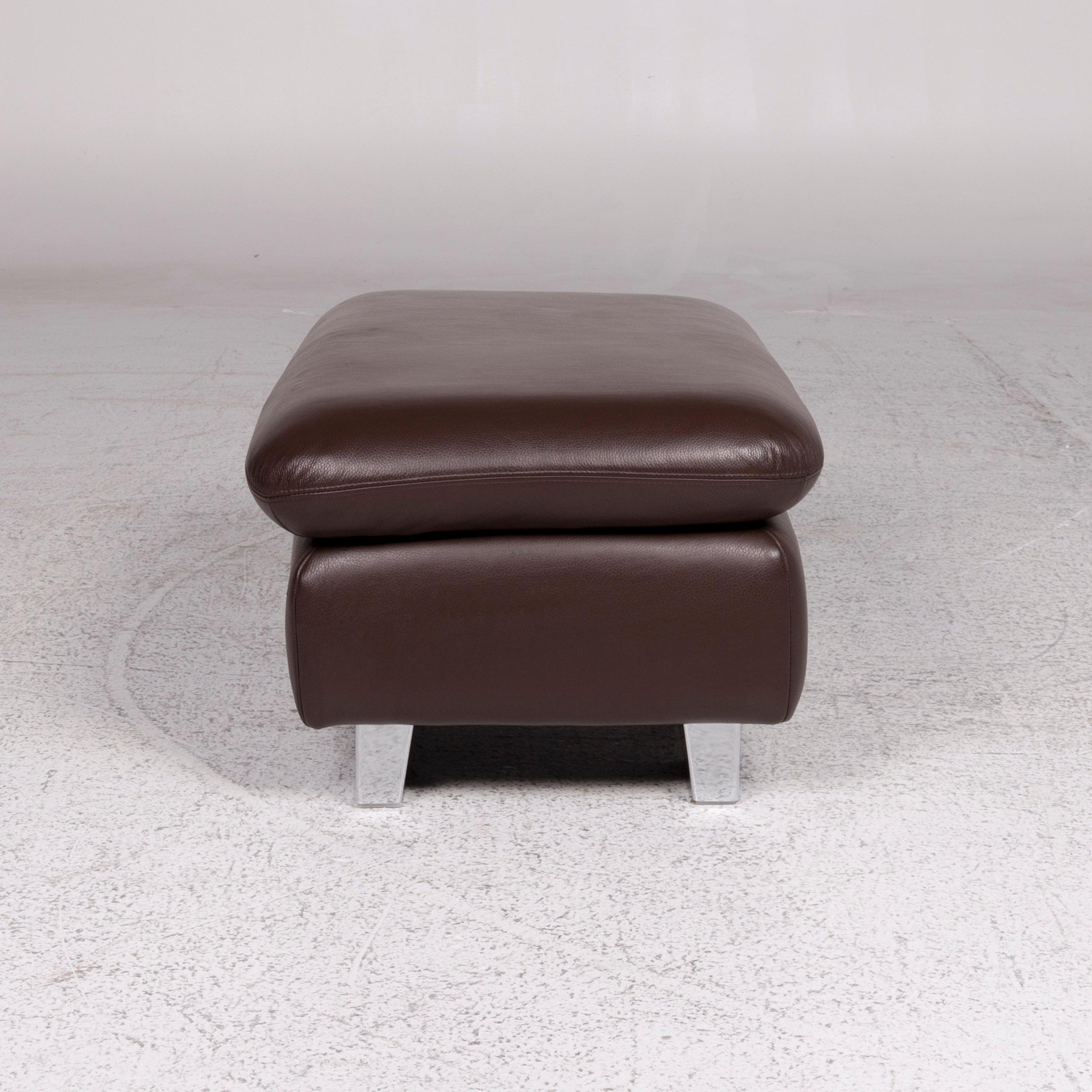 Willi Schillig Amore Leather Stool Brown (21. Jahrhundert und zeitgenössisch)