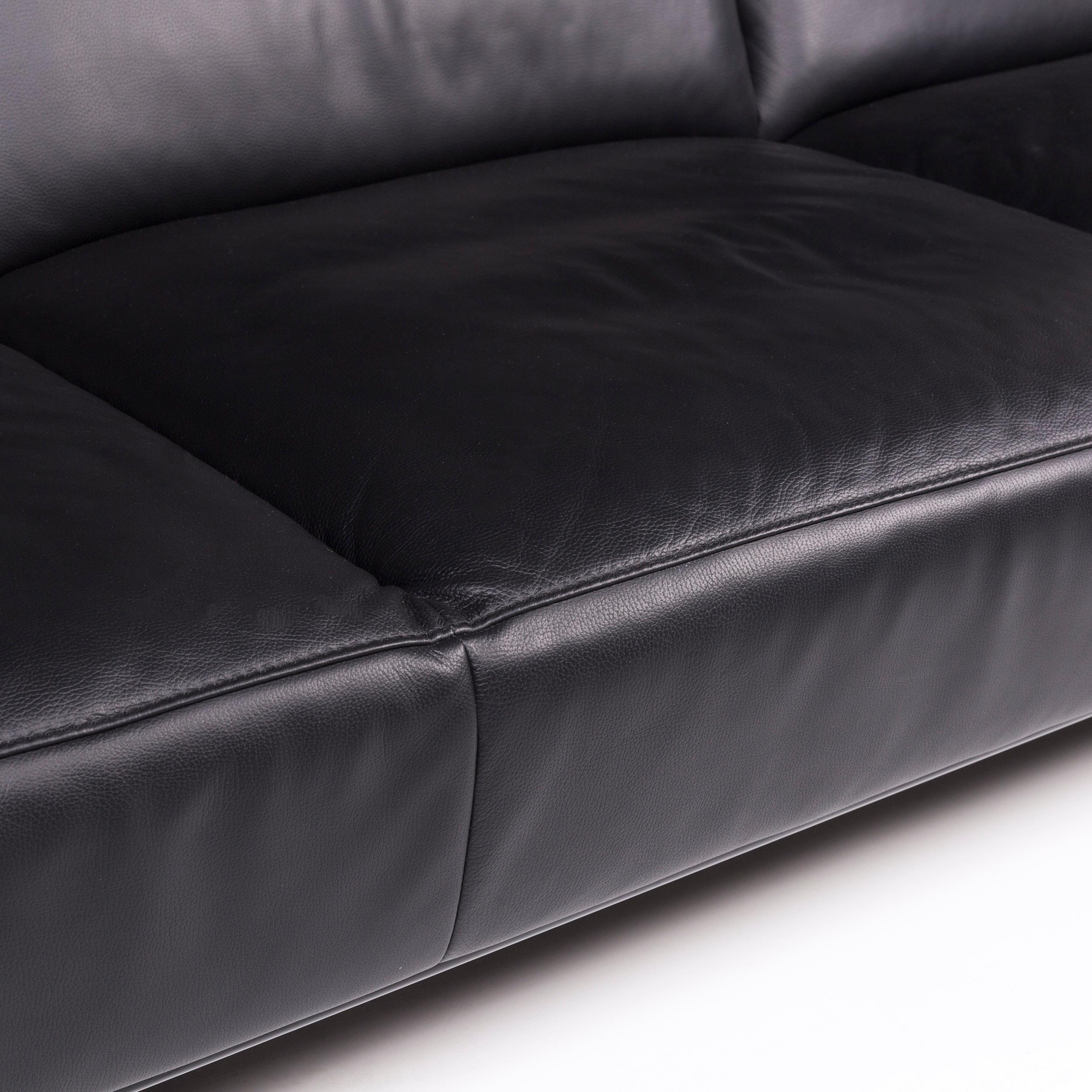 Modern Willi Schillig Black Label Toscaa Designer Leder Sofa Schwarz Dreisitzer #10308 For Sale