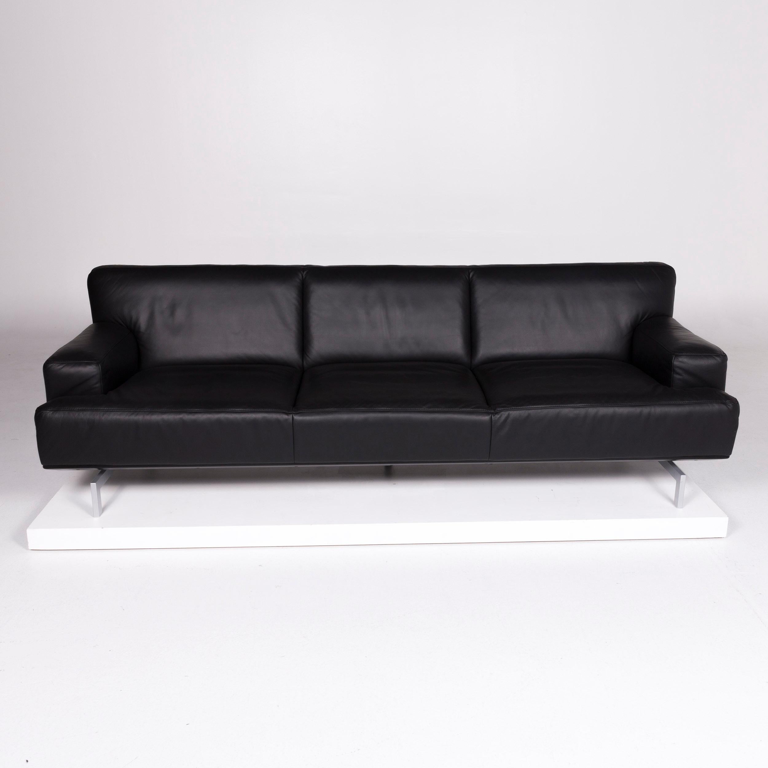 German Willi Schillig Black Label Toscaa Designer Leder Sofa Schwarz Dreisitzer #10308 For Sale