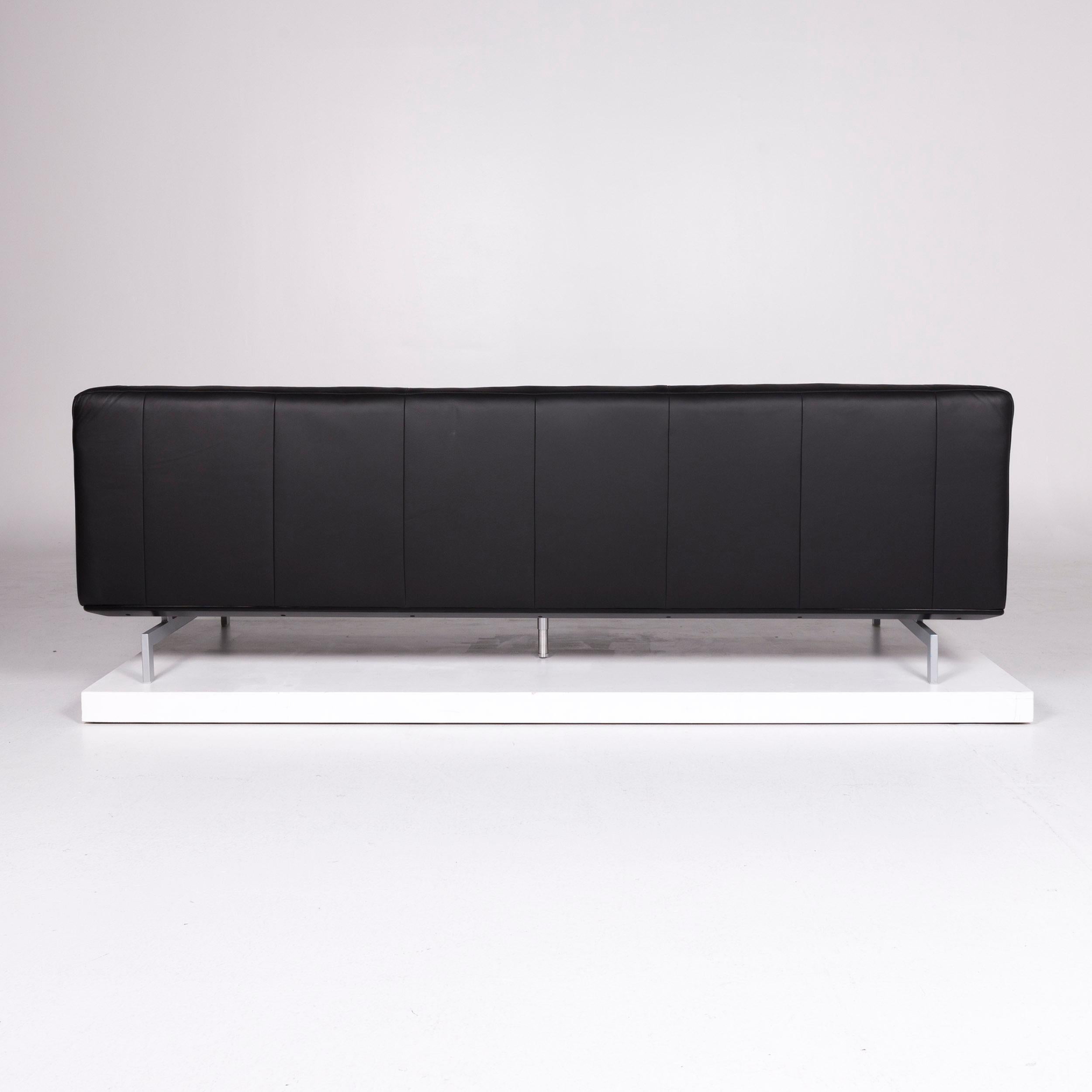 Contemporary Willi Schillig Black Label Toscaa Designer Leder Sofa Schwarz Dreisitzer #10308 For Sale